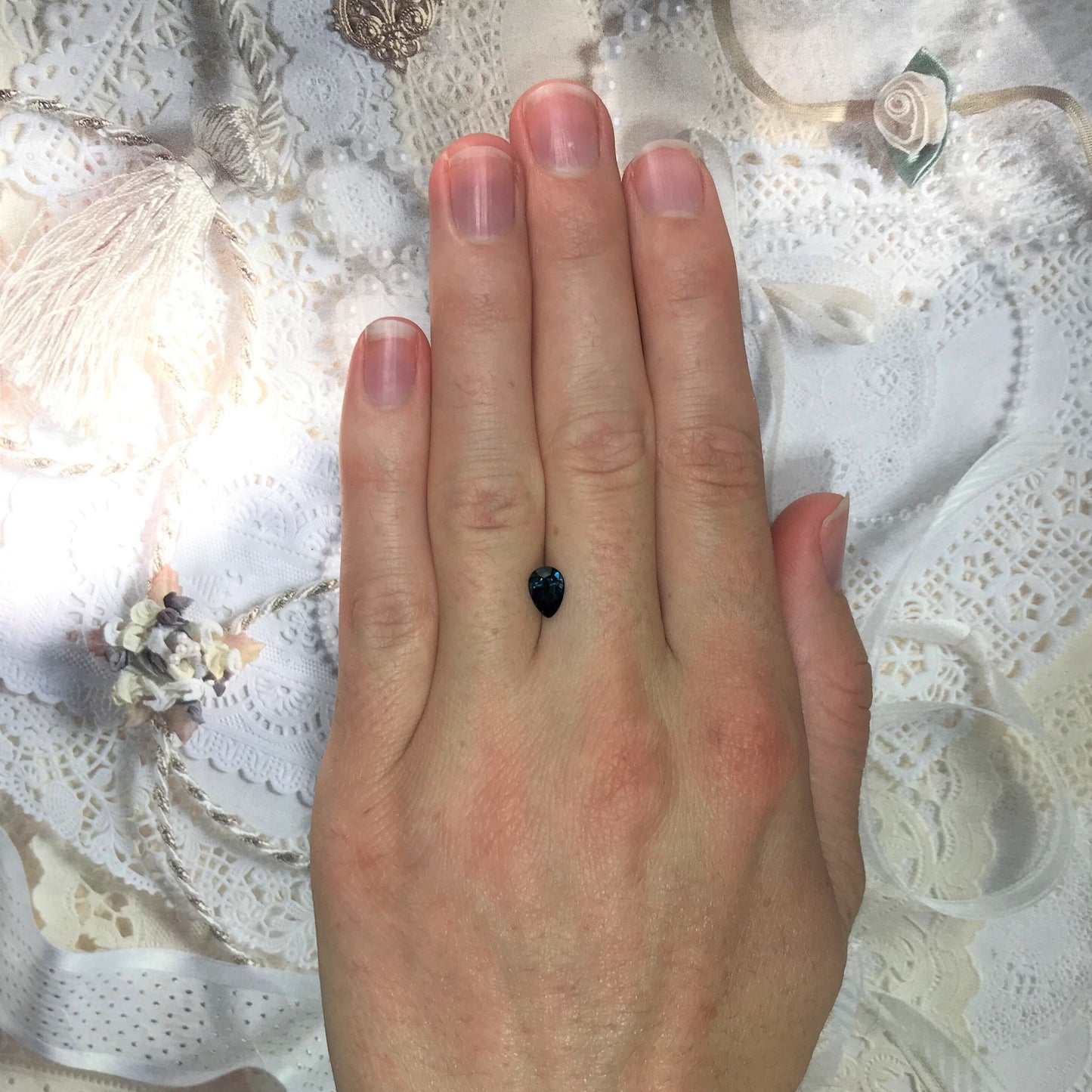 7x5mm Natural Blue Sapphire 1 Carat Pear Tear Drop Corundum Dark Teal Blue Gem Faceted Loose Gemstone Heated Sapphire