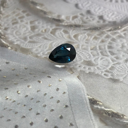 7x5mm Natural Blue Sapphire 1 Carat Pear Tear Drop Corundum Dark Teal Blue Gem Faceted Loose Gemstone Heated Sapphire