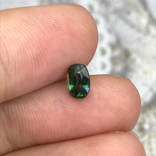6x4mm Natural Green Sapphire 0.73 Carats Oval Cut Heated Corundum Wholesale Gem, Faceted Loose Gemstone, US seller