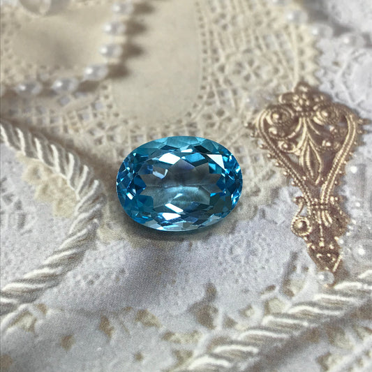 16x12mm Swiss Blue Topaz 13 ct Oval Cut Loose Topaz Gemstone Bright Blue Topaz Faceted Very Blue Topaz Unmounted December Birthstone