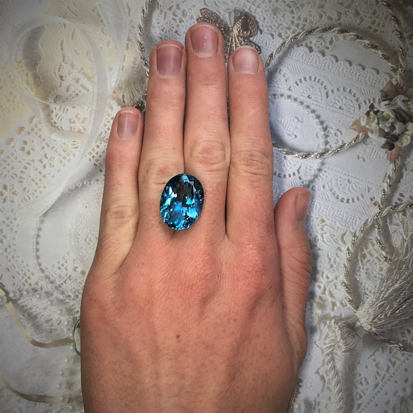 20x15mm Blue Topaz 21.3 Ct Oval Cut Loose Gem, Faceted Unmounted Blue Gemstone, December Birthstone, US Seller, Flowing Gems