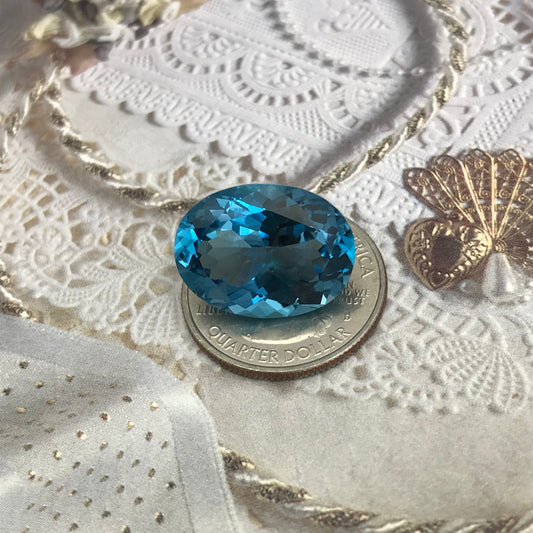 20x15mm Blue Topaz 21.3 Ct Oval Cut Loose Gem, Faceted Unmounted Blue Gemstone, December Birthstone, US Seller, Flowing Gems