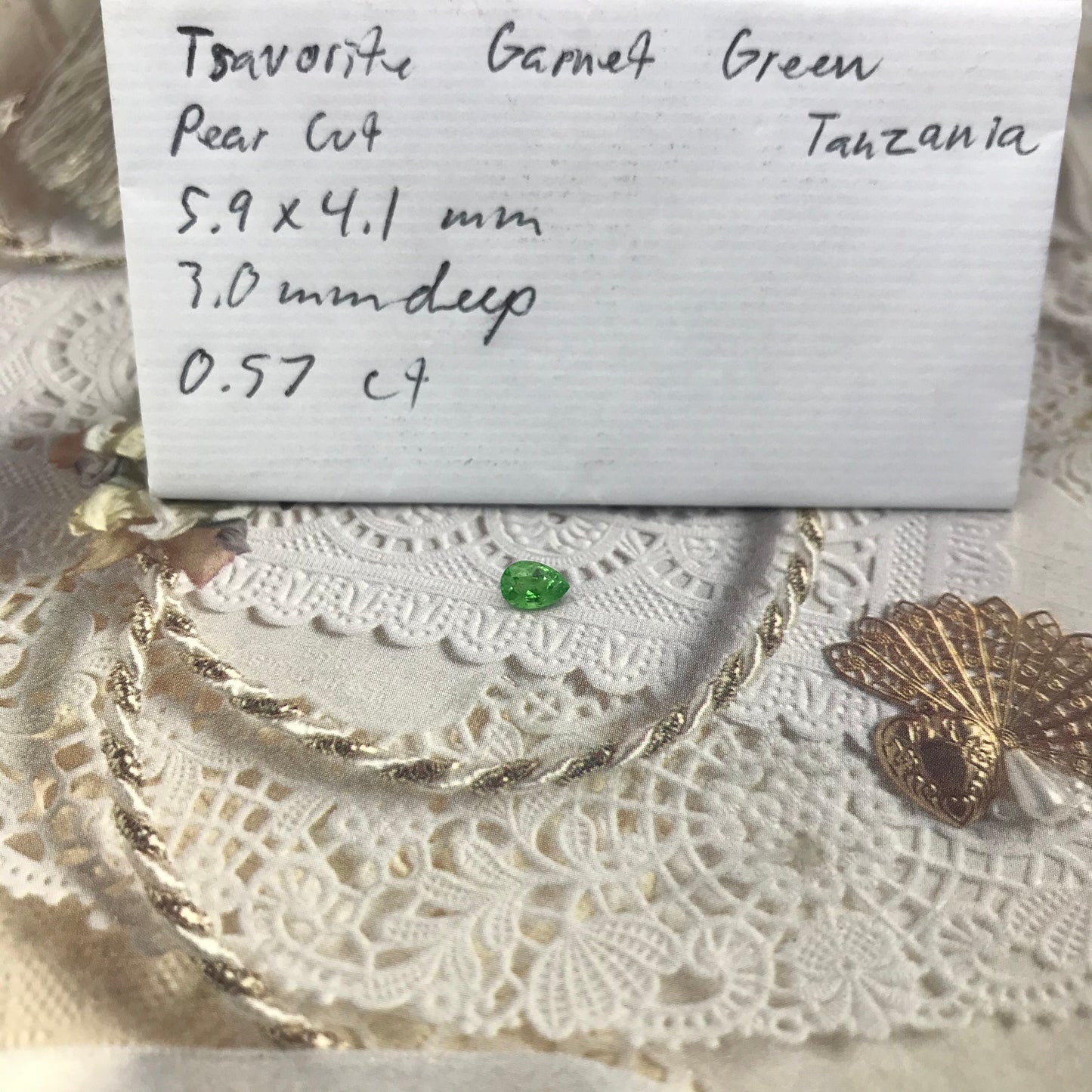 Green Tsavorite Garnet 0.57 carat 5.9x4.1mm Pear Cut, Wholesale Faceted Loose Unmounted Gemstone for Jewelry, Emerald look a like.