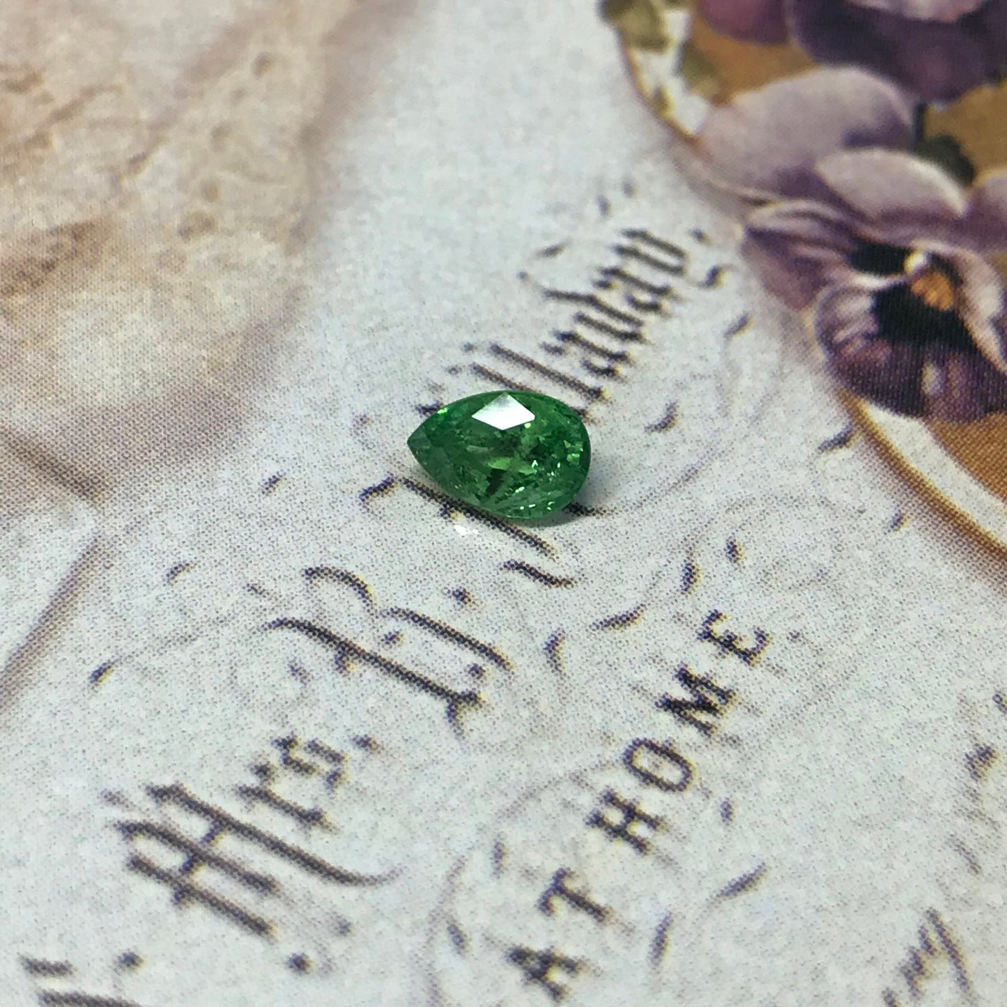 Green Tsavorite Garnet 0.57 carat 5.9x4.1mm Pear Cut, Wholesale Faceted Loose Unmounted Gemstone for Jewelry, Emerald look a like.