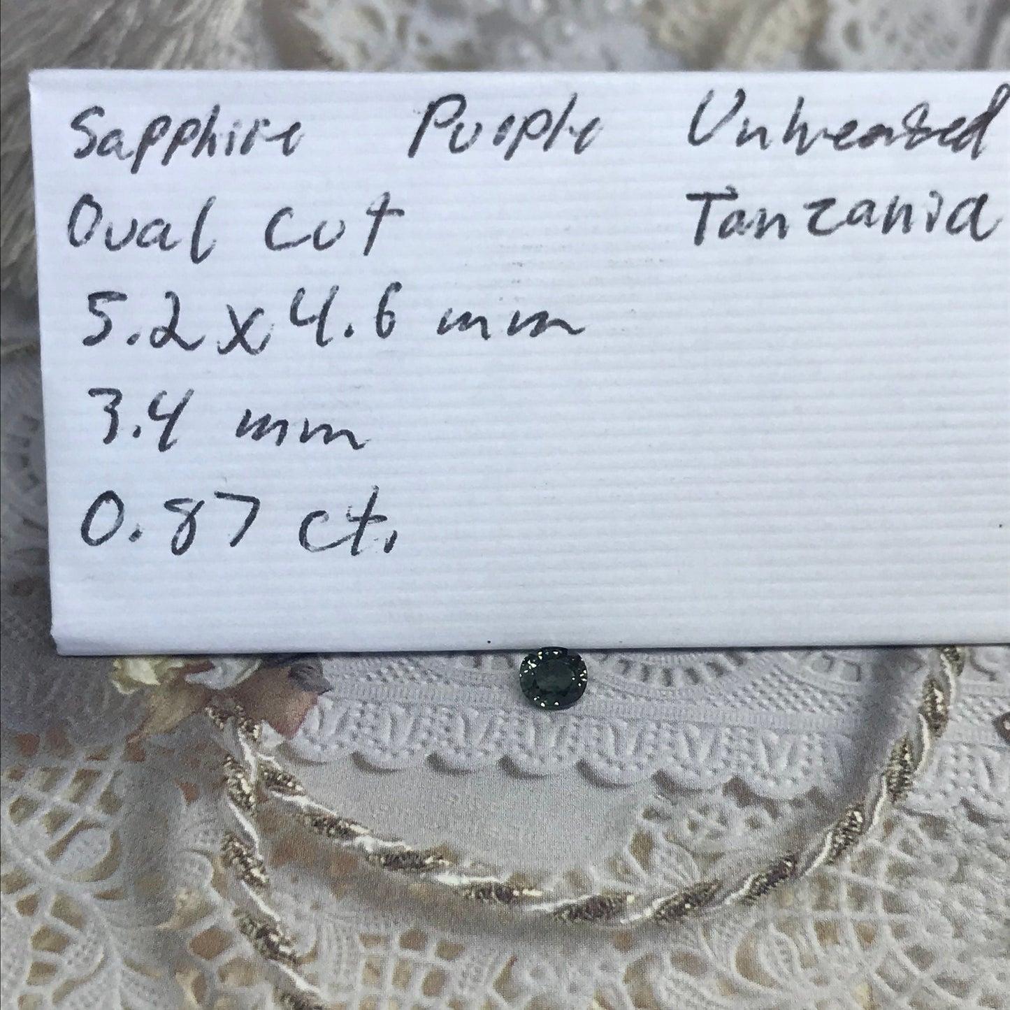 Unheated Purple Sapphire 0.87 carat 5.2x4.6 mm Oval Cut, Natural Tanzania Sapphire, Dark Greenish Purple,  Wholesale Faceted Loose Gemstone