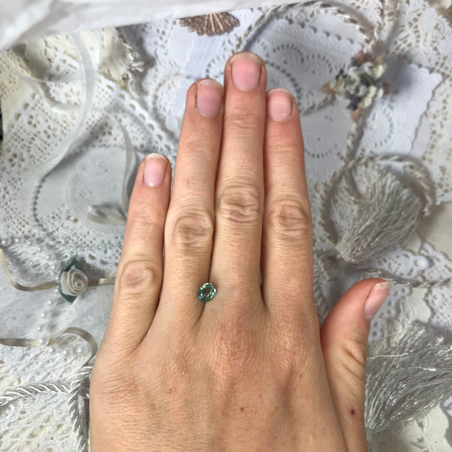 Bluish Green Sapphire 0.93 carat 6x5 mm Oval Cut, Natural Unheated Madagascar Parti Sapphire, Loose Gemstone