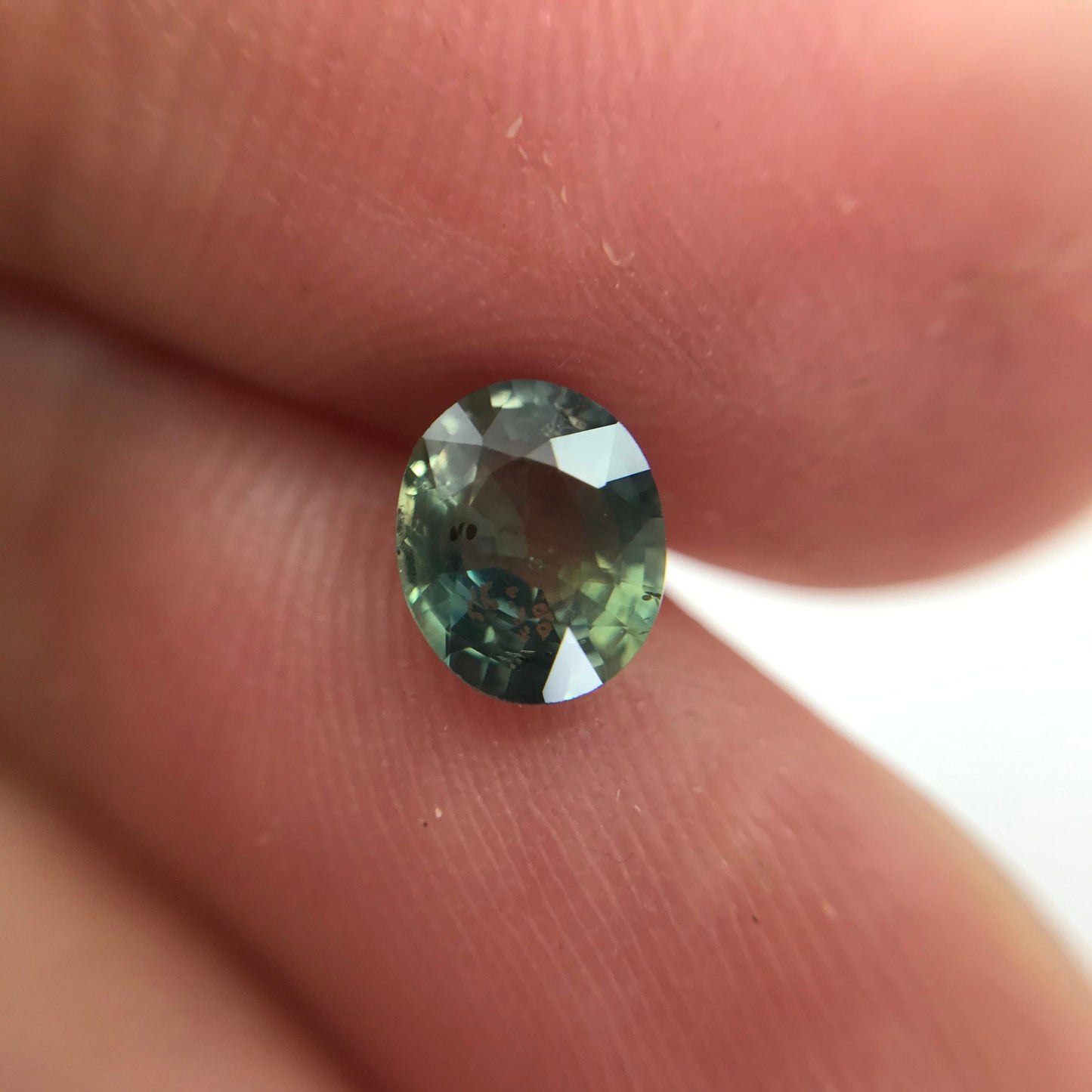 Bluish Green Sapphire 0.93 carat 6x5 mm Oval Cut, Natural Unheated Madagascar Parti Sapphire, Loose Gemstone