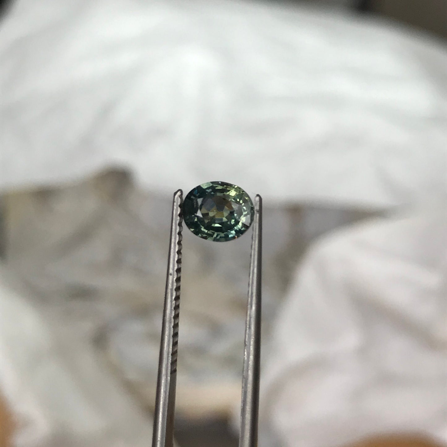 Bluish Green Sapphire 0.93 carat 6x5 mm Oval Cut, Natural Unheated Madagascar Parti Sapphire, Loose Gemstone