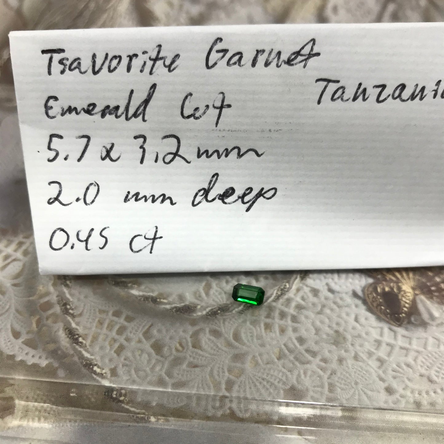 Natural Deep Green Tsavorite Garnet 0.45 carat 5.7x3.2mm Emerald Cut, Faceted Loose Unmounted Gemstone for Jewelry, Emerald Alternative