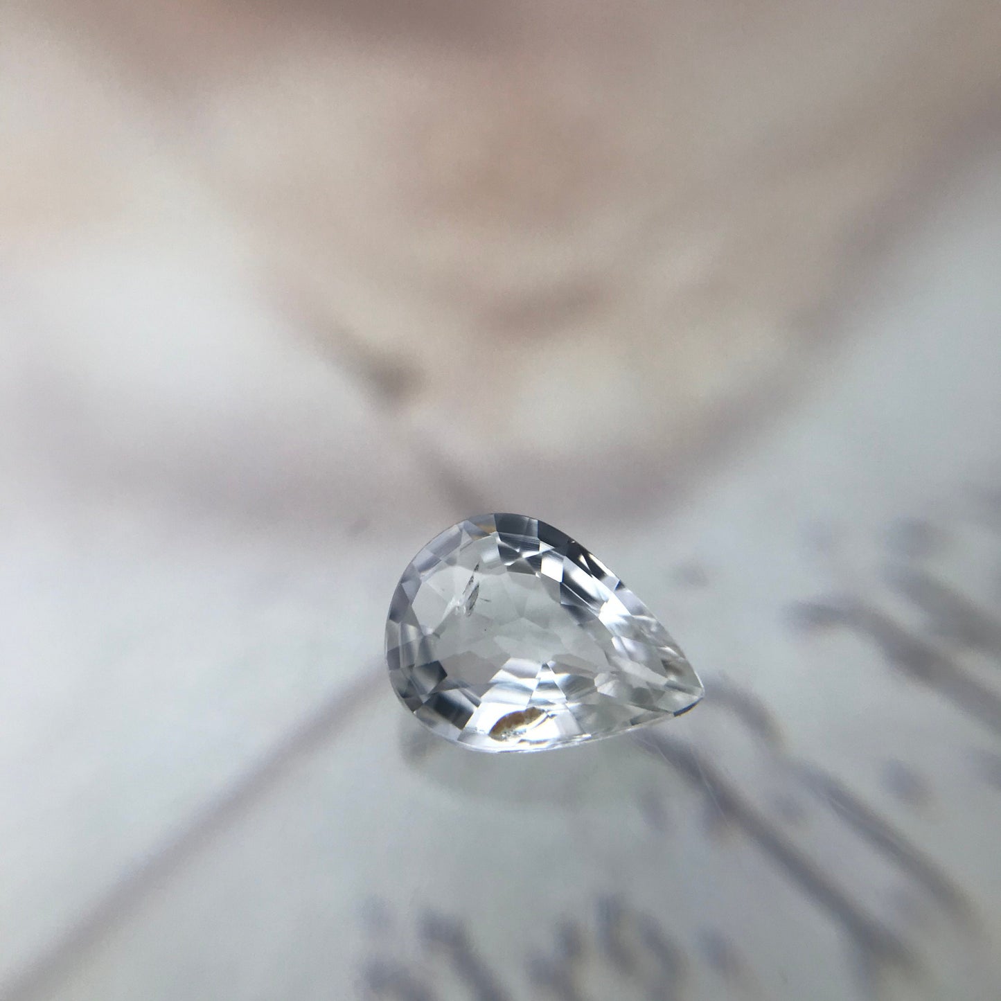 Natural Colorless Sapphire 0.77 carat 7x5 mm Pear Cut, Madagascar Light Yellow Sapphire, Almost White Sapphire, Faceted Loose Gems