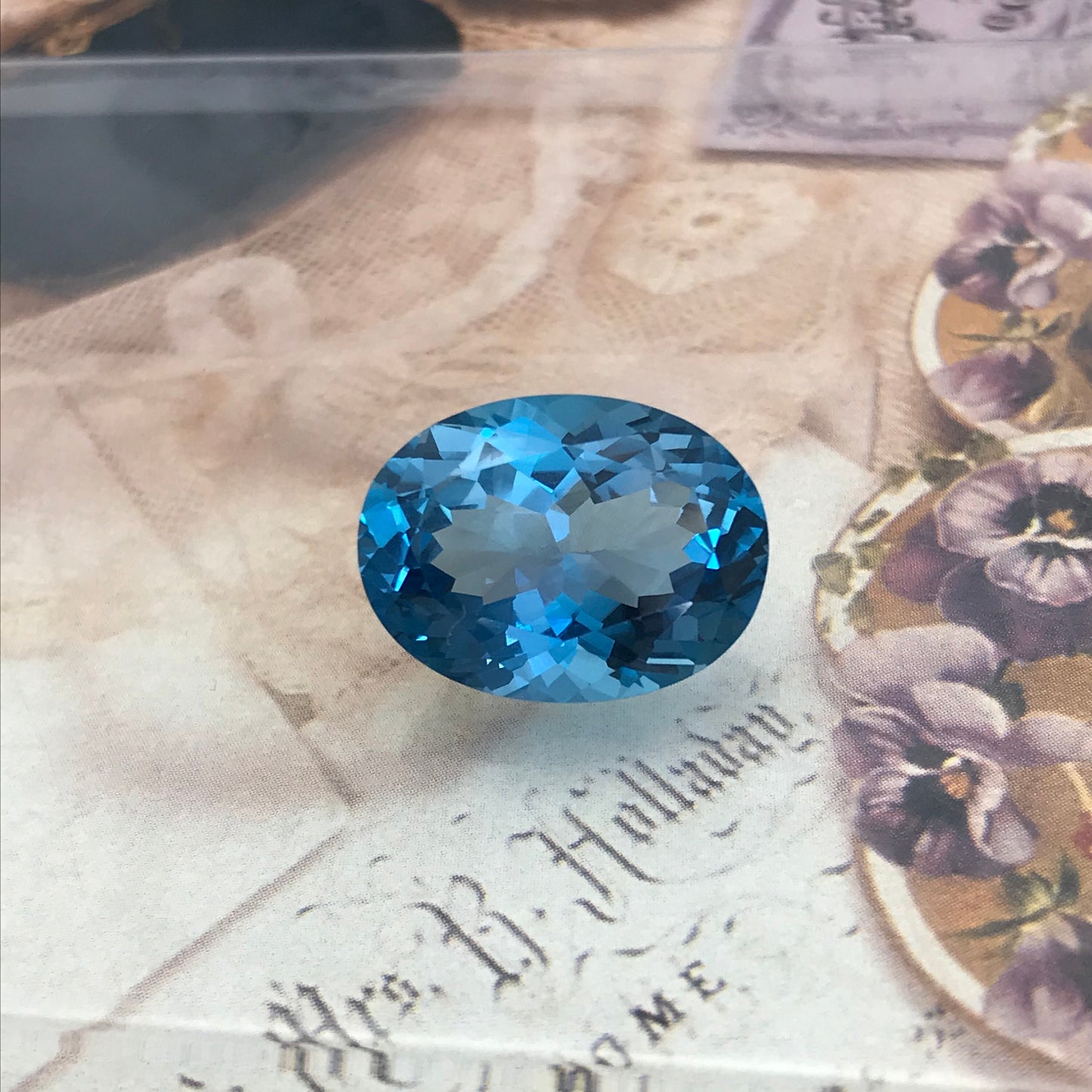 20x15mm Blue Topaz 21.3 Ct Oval Cut Loose Gem, Faceted Unmounted Blue Gemstone, December Birthstone, US Seller, Flowing Gems