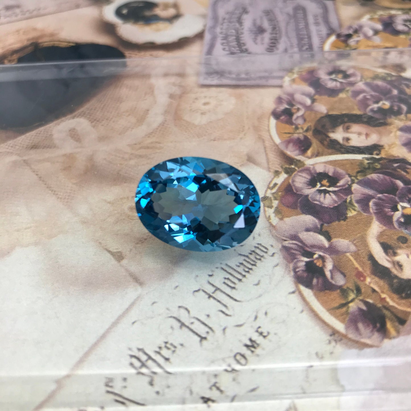 20x15mm Blue Topaz 21.3 Ct Oval Cut Loose Gem, Faceted Unmounted Blue Gemstone, December Birthstone, US Seller, Flowing Gems