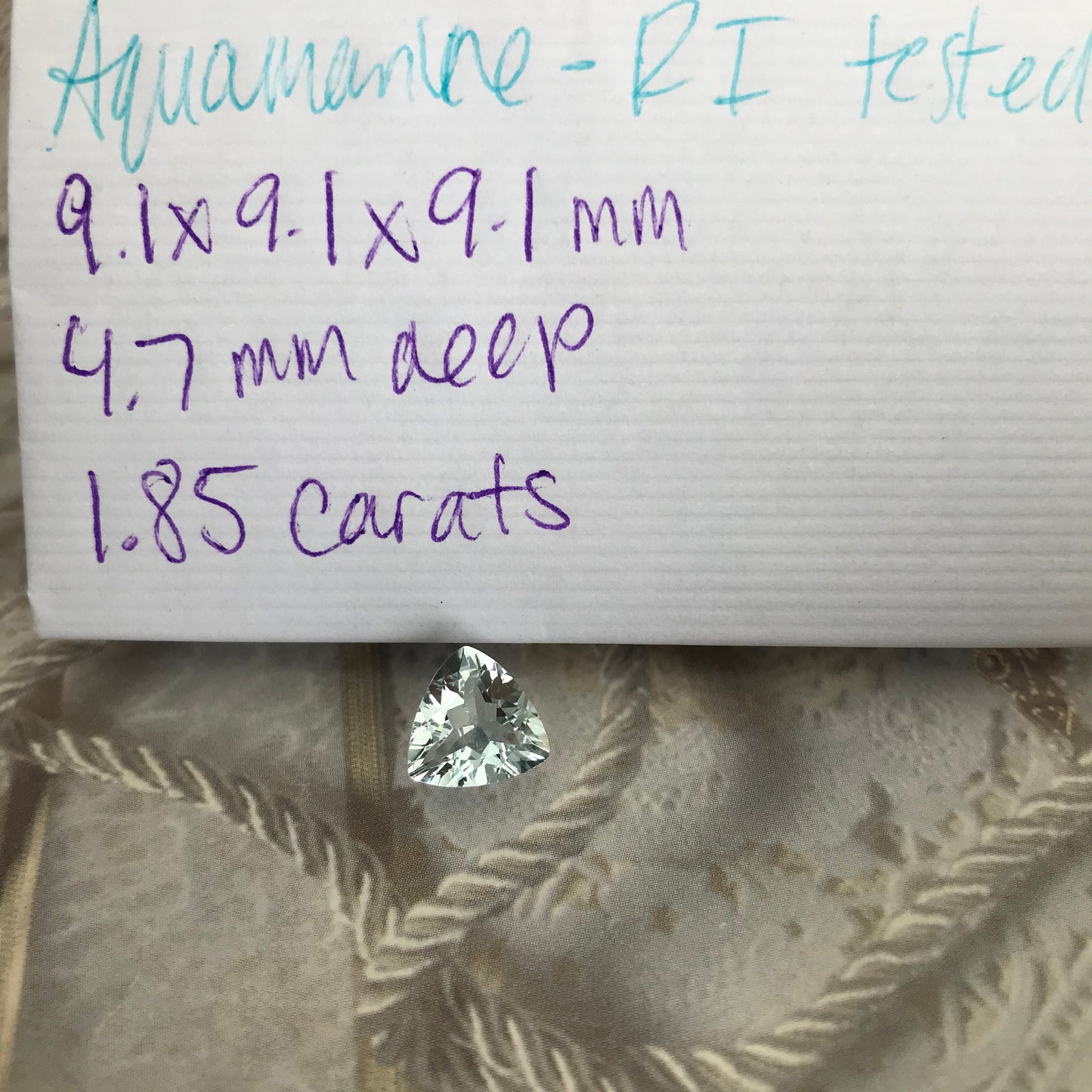 9mm Light Blue Aquamarine 1.85 Carats Trillion Cut Loose Beryl Unmounted Gemstone Faceted Gem March Birthstone