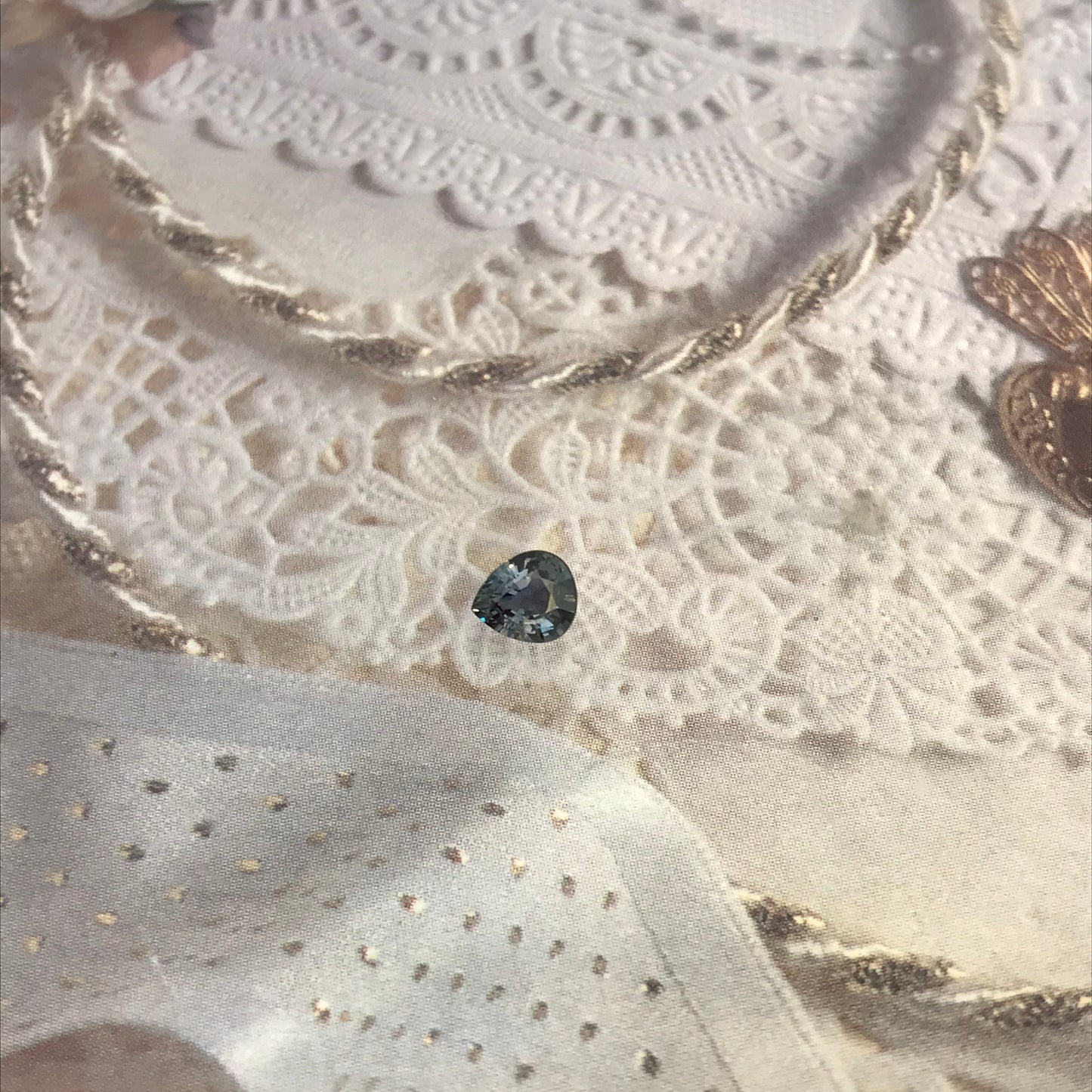 Color Change Natural Sapphire 5x4.5mm 0.49 Carat - Blue Purple to Green Untreated Gemstone - Pear Corundum Gem Faceted Loose Unmounted