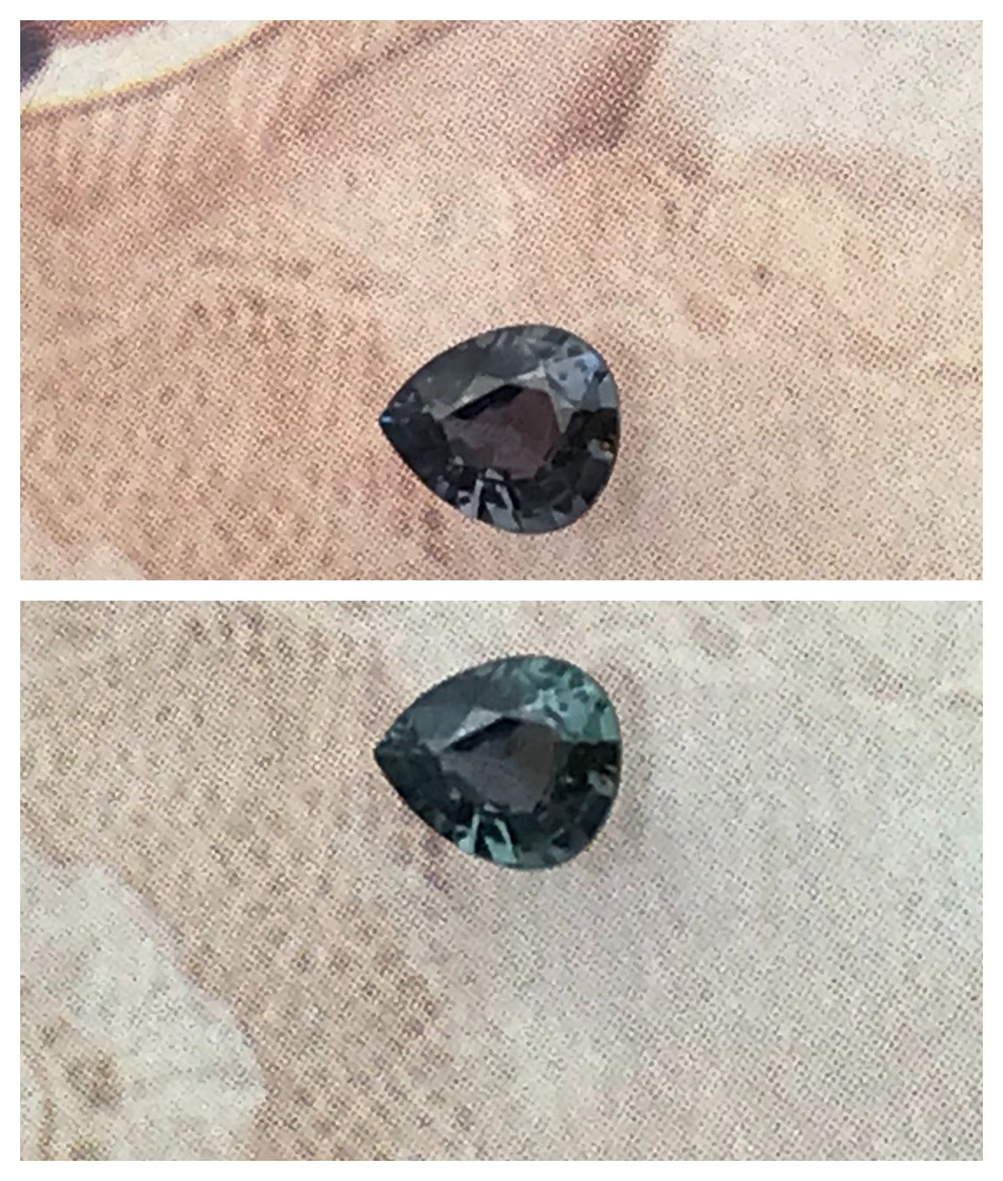 Color Change Natural Sapphire 5x4.5mm 0.49 Carat - Blue Purple to Green Untreated Gemstone - Pear Corundum Gem Faceted Loose Unmounted