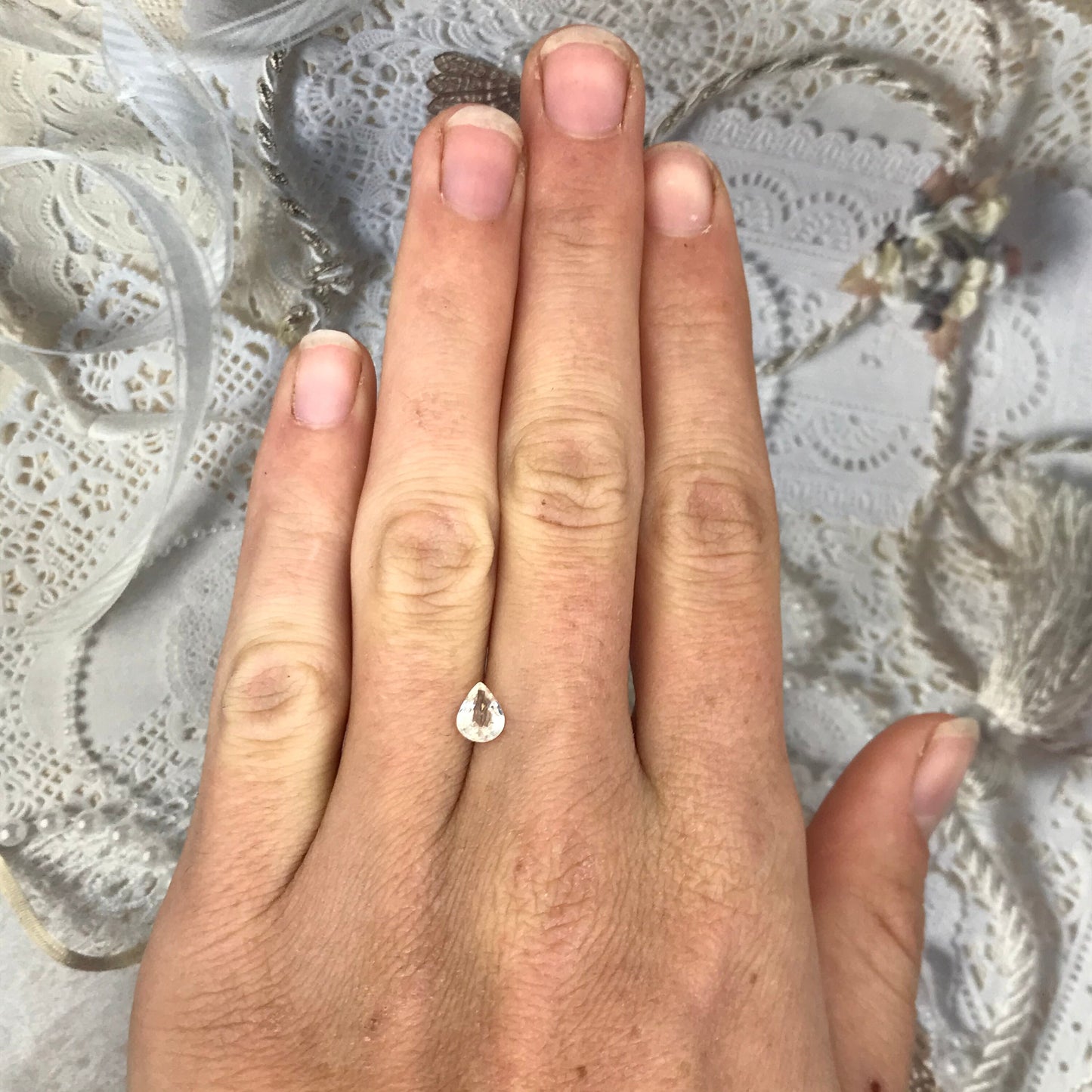 Natural Colorless Sapphire 0.77 carat 7x5 mm Pear Cut, Madagascar Light Yellow Sapphire, Almost White Sapphire, Faceted Loose Gems