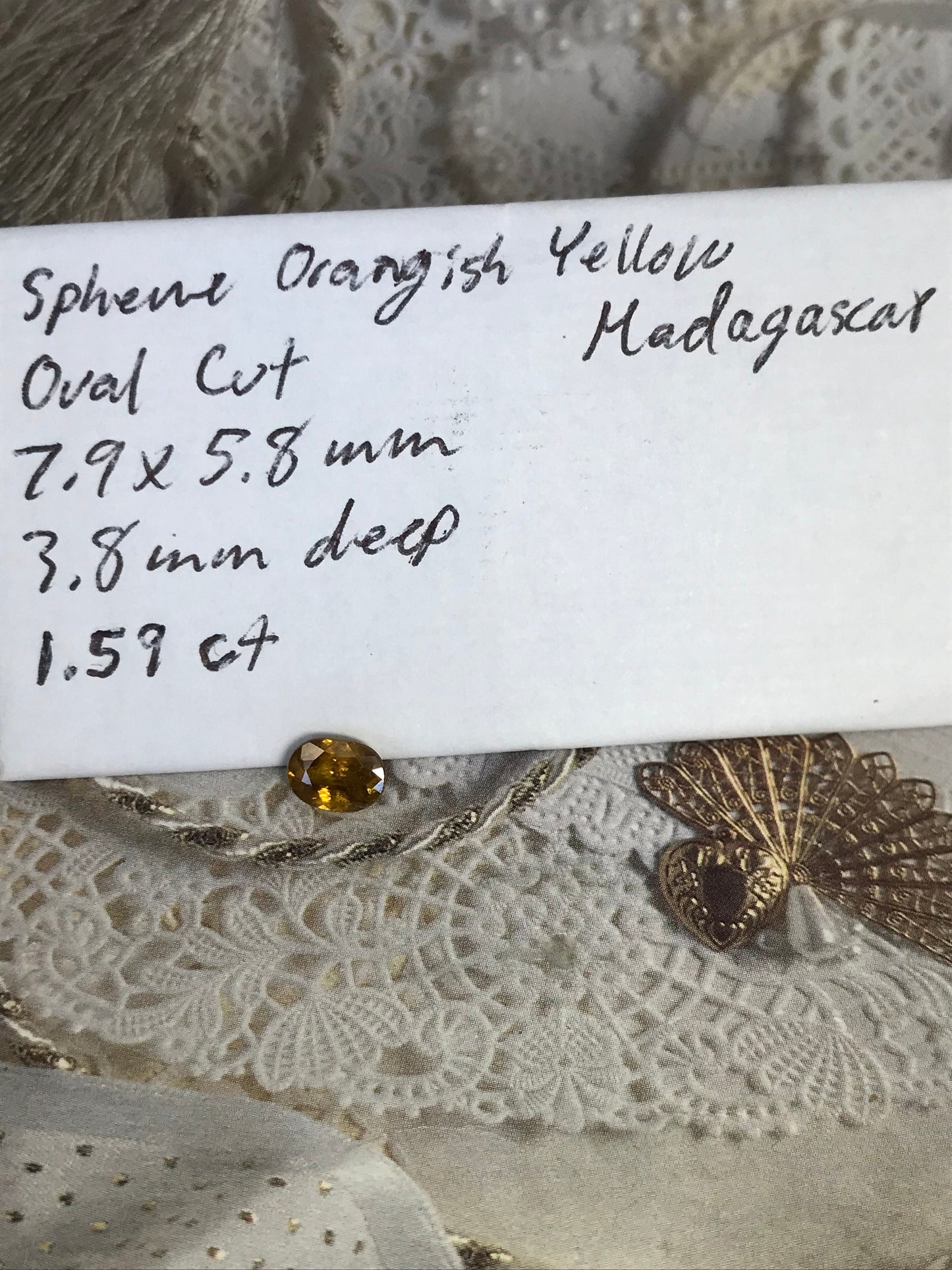 Yellowish Orange Sphene 1.59 Carat 8x6mm Oval Cut, Natural loose wholesale gemstone