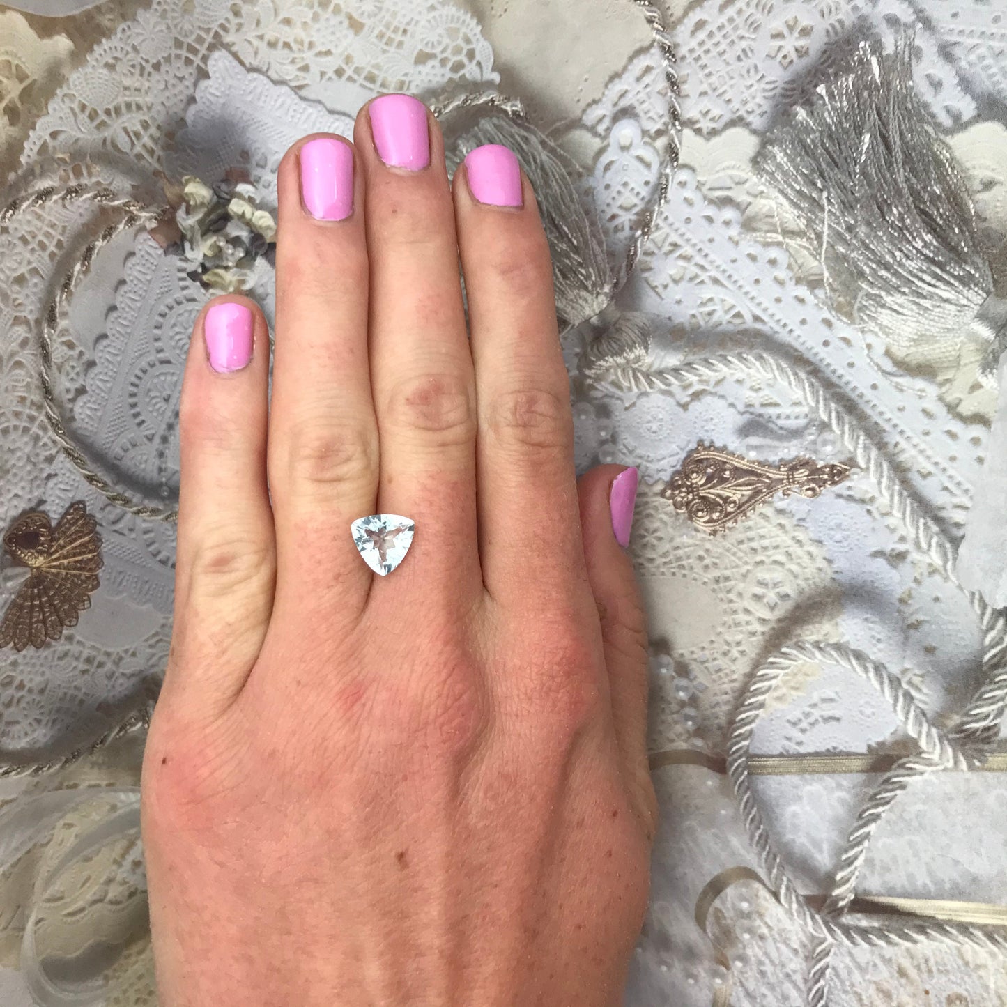 9mm Light Blue Aquamarine 1.85 Carats Trillion Cut Loose Beryl Unmounted Gemstone Faceted Gem March Birthstone