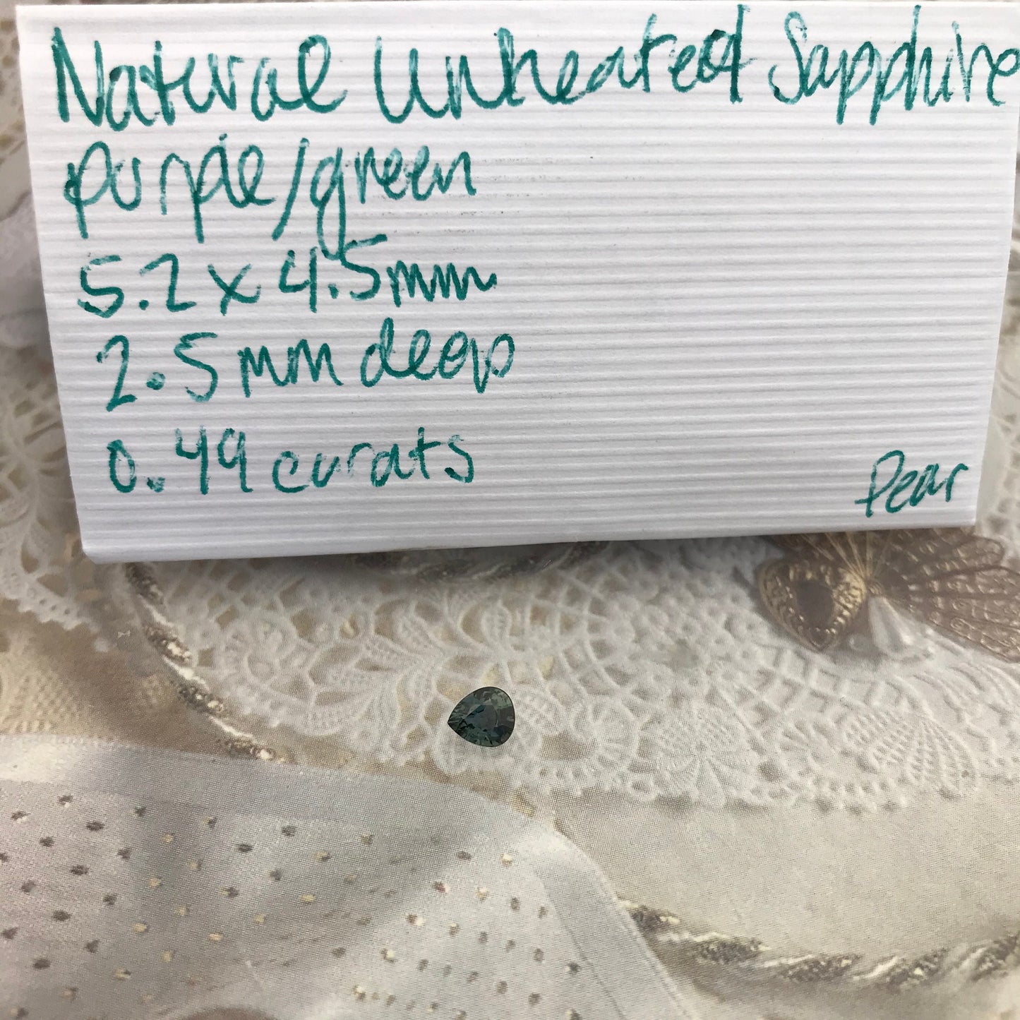 Color Change Natural Sapphire 5x4.5mm 0.49 Carat - Blue Purple to Green Untreated Gemstone - Pear Corundum Gem Faceted Loose Unmounted