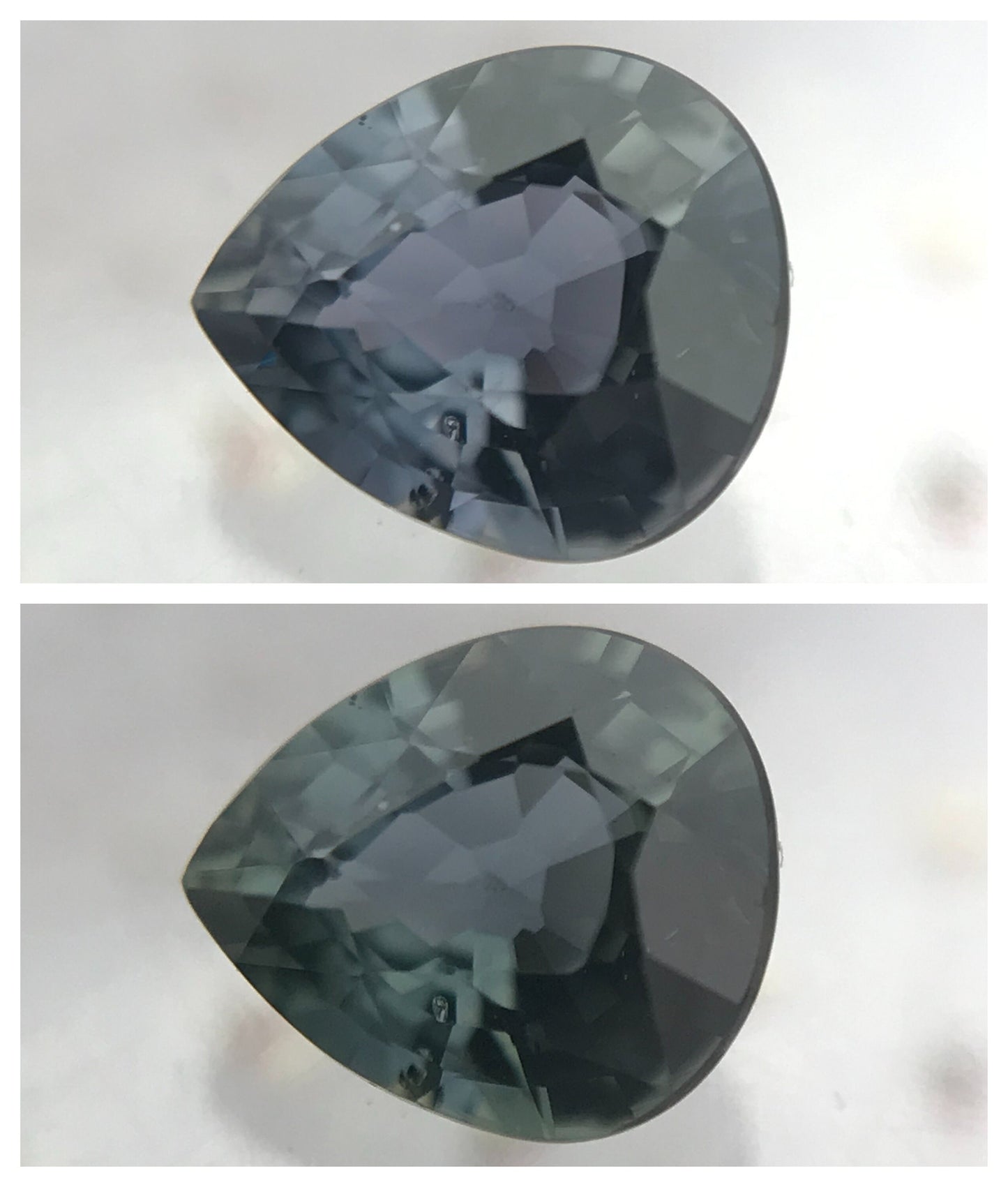 Color Change Natural Sapphire 5x4.5mm 0.49 Carat - Blue Purple to Green Untreated Gemstone - Pear Corundum Gem Faceted Loose Unmounted