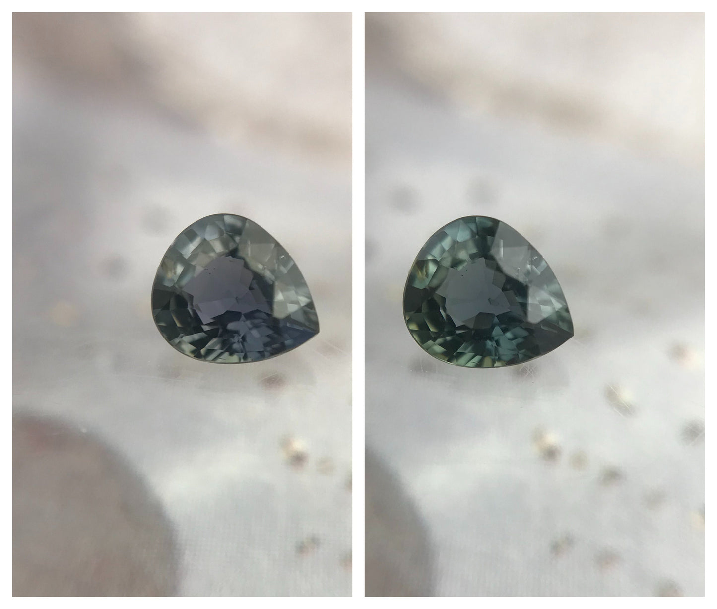 Color Change Natural Sapphire 5x4.5mm 0.49 Carat - Blue Purple to Green Untreated Gemstone - Pear Corundum Gem Faceted Loose Unmounted