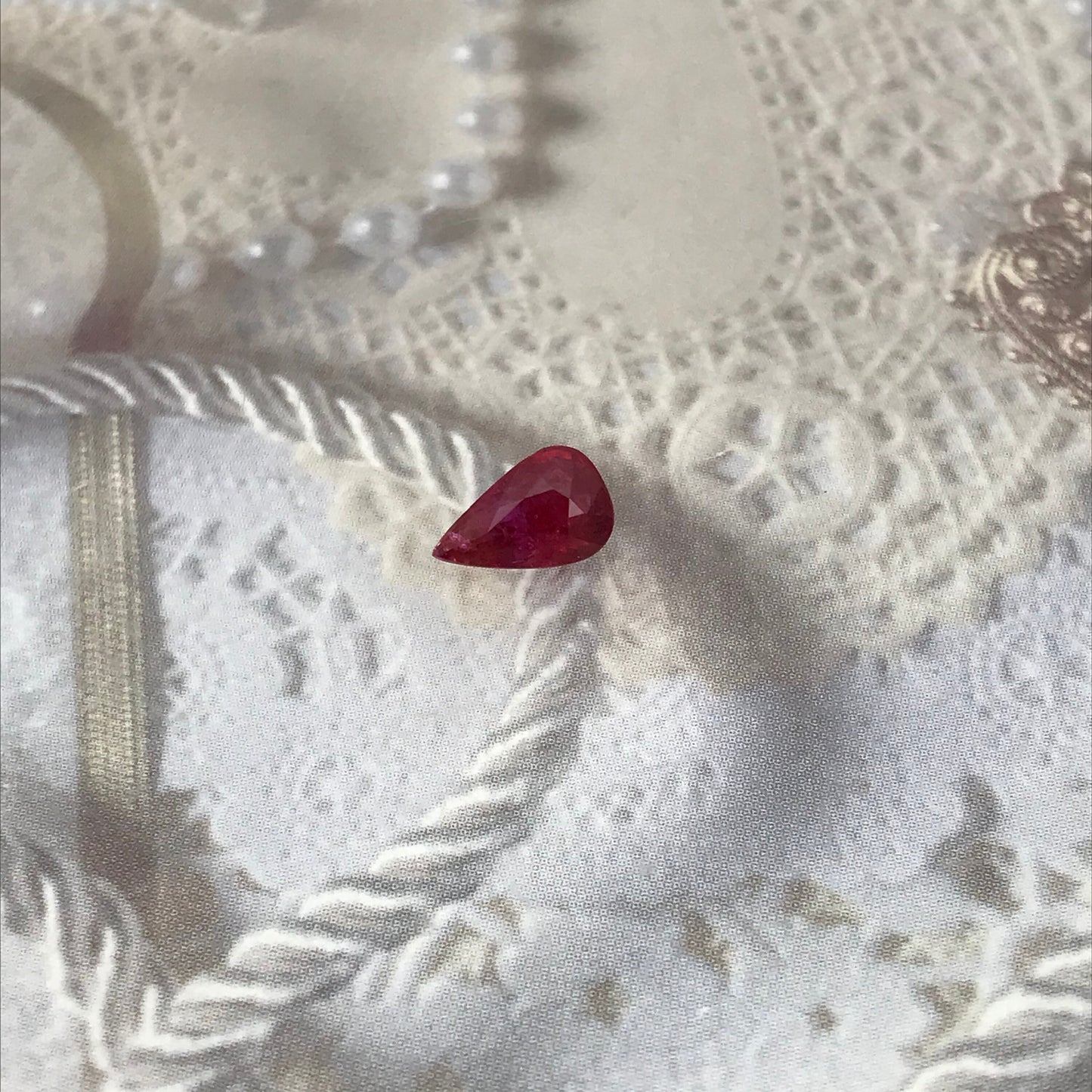 8x5mm Natural Ruby Heated with Residues 1 Carat, Pear Cut Gemstone Loose Faceted Corundum July Birthstone Treated Ruby