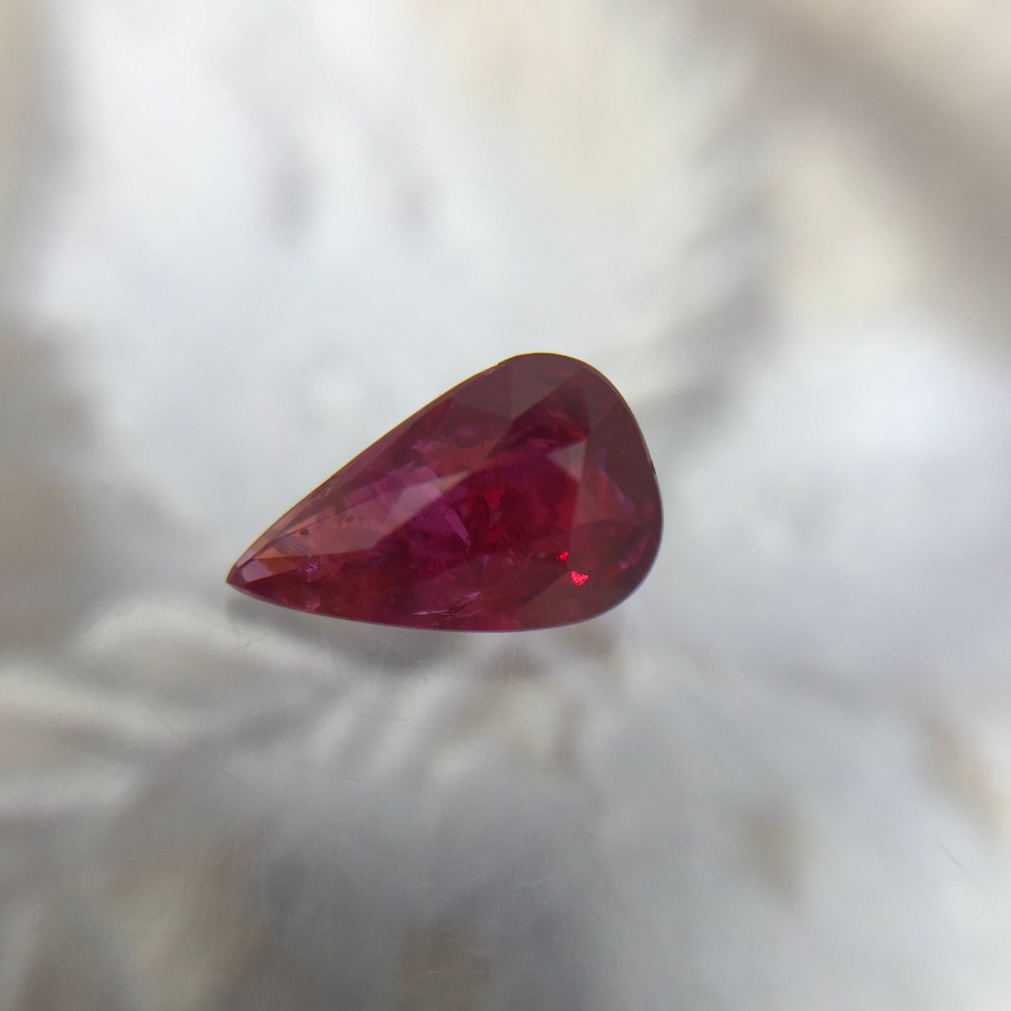 8x5mm Natural Ruby Heated with Residues 1 Carat, Pear Cut Gemstone Loose Faceted Corundum July Birthstone Treated Ruby