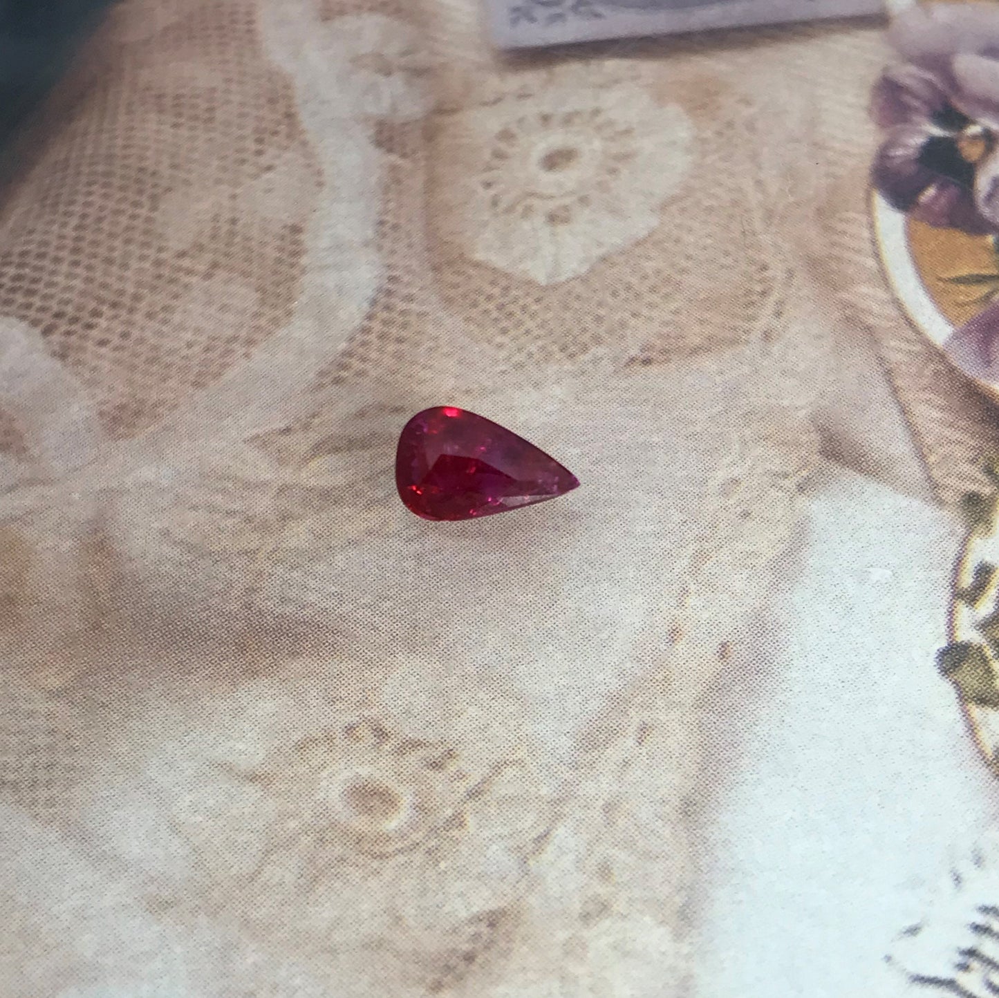 8x5mm Natural Ruby Heated with Residues 1 Carat, Pear Cut Gemstone Loose Faceted Corundum July Birthstone Treated Ruby