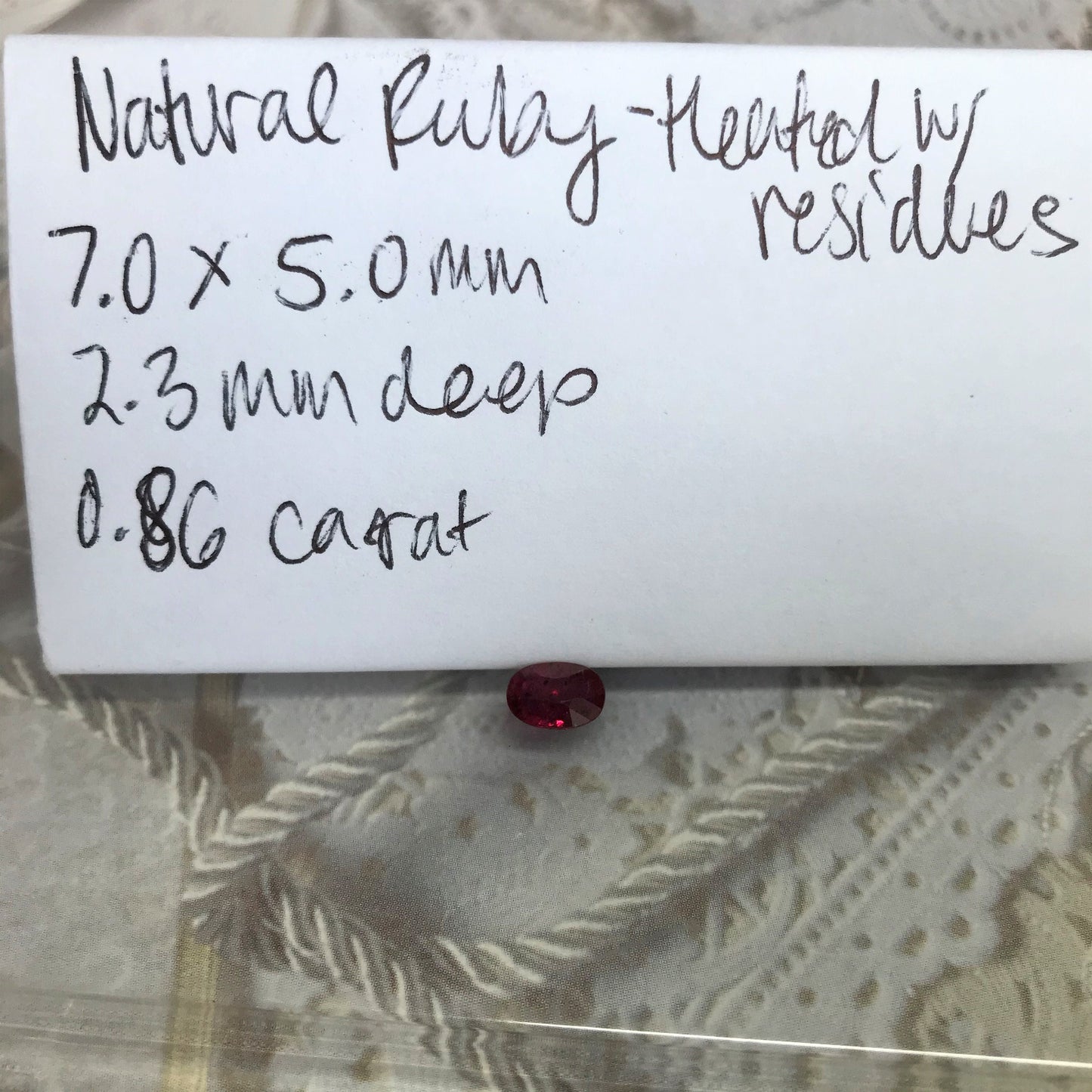 7x5mm Natural Ruby Heated with Residues 0.86 Carat Oval Cut Gemstone Loose Faceted Corundum July Birthstone Treated Ruby