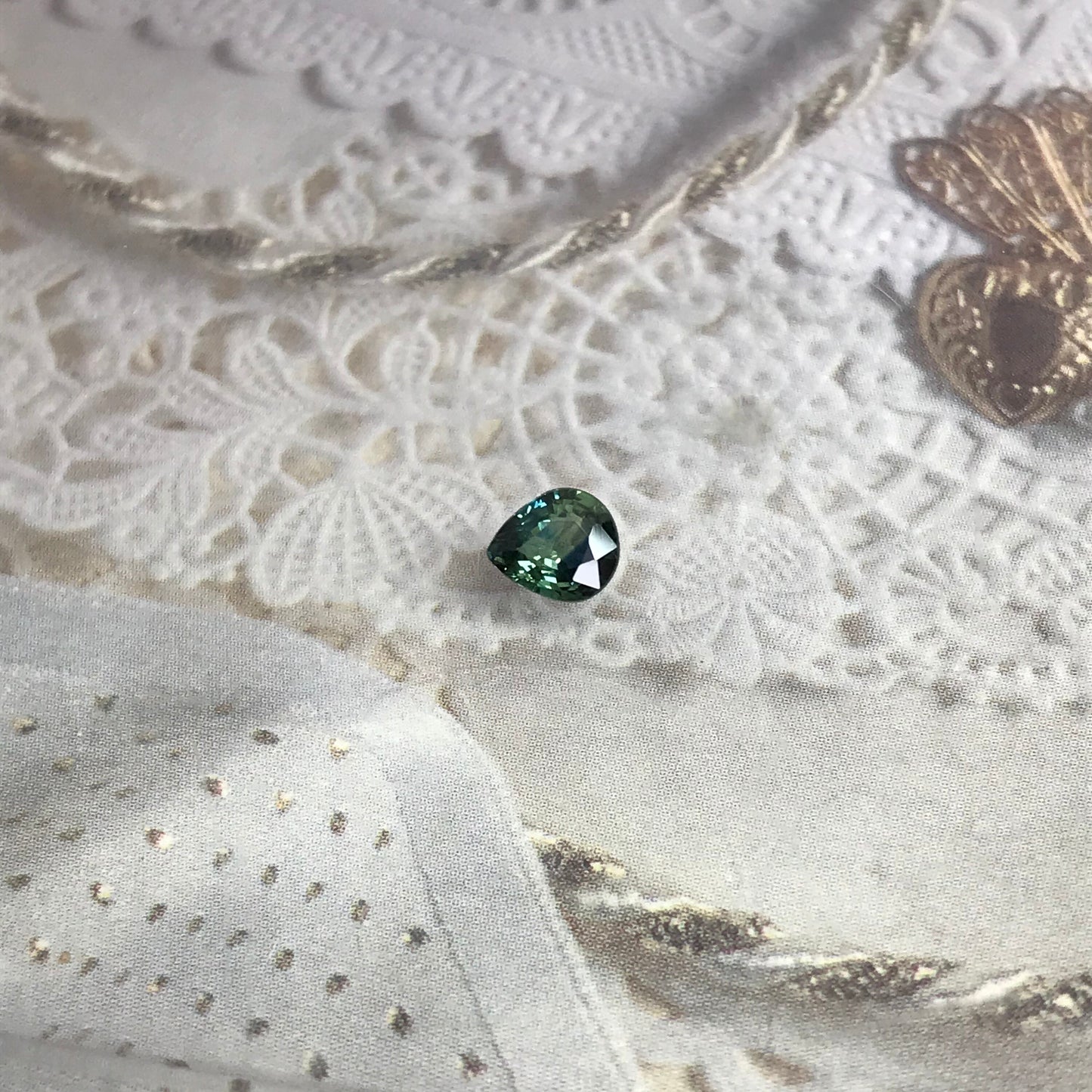 0.59 Carat Natural Bi-Color Sapphire 5.4x4.7mm Pear Corundum Faceted Loose Unmounted Gemstone Earth Mined Gem - US Seller - Peacock Sapphire