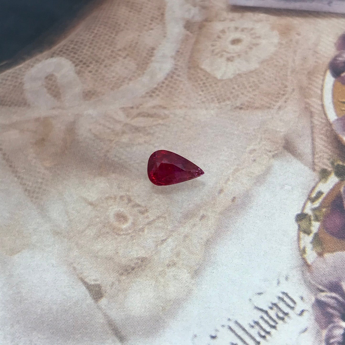 8x5mm Natural Ruby Heated with Residues 1 Carat, Pear Cut Gemstone Loose Faceted Corundum July Birthstone Treated Ruby