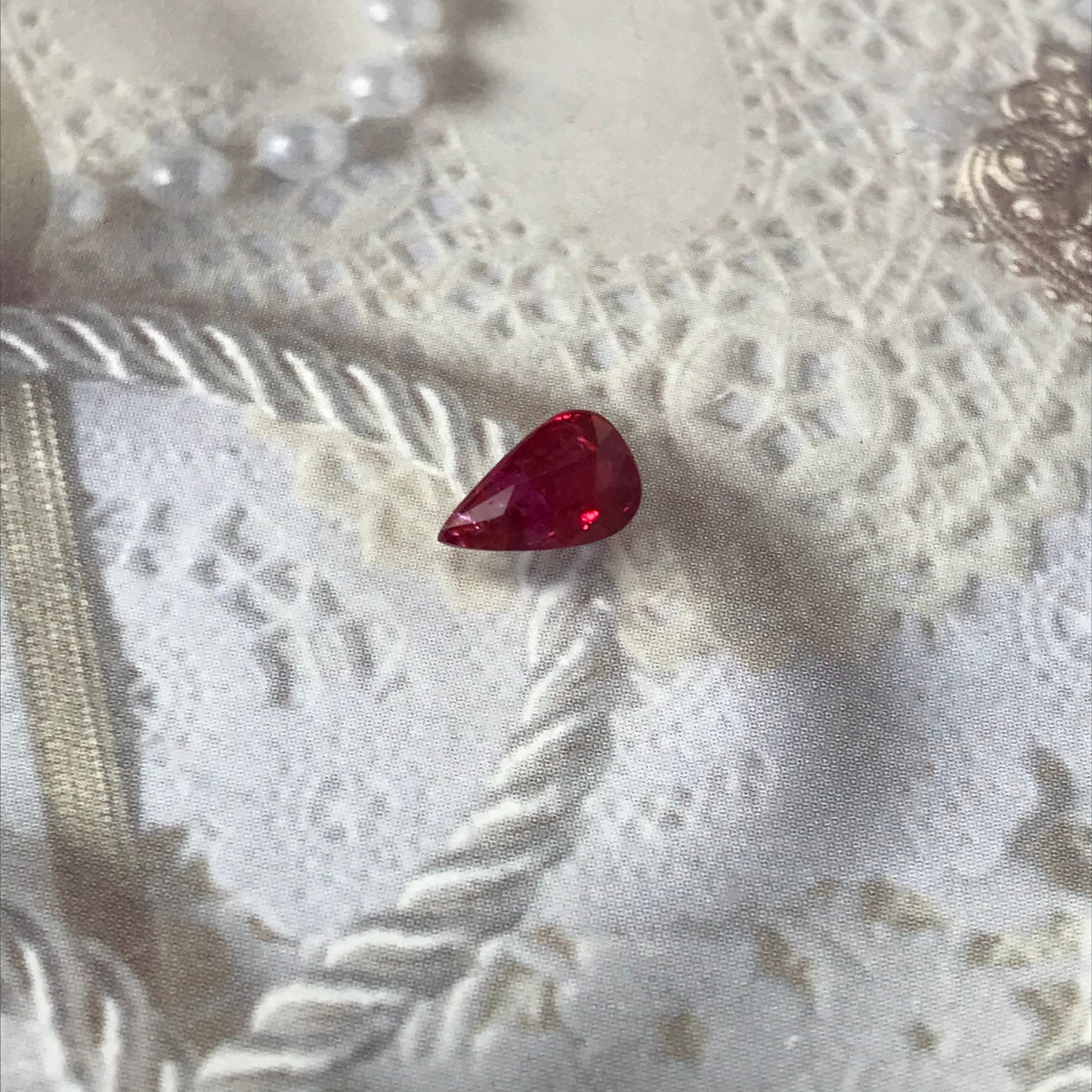 8x5mm Natural Ruby Heated with Residues 1 Carat, Pear Cut Gemstone Loose Faceted Corundum July Birthstone Treated Ruby