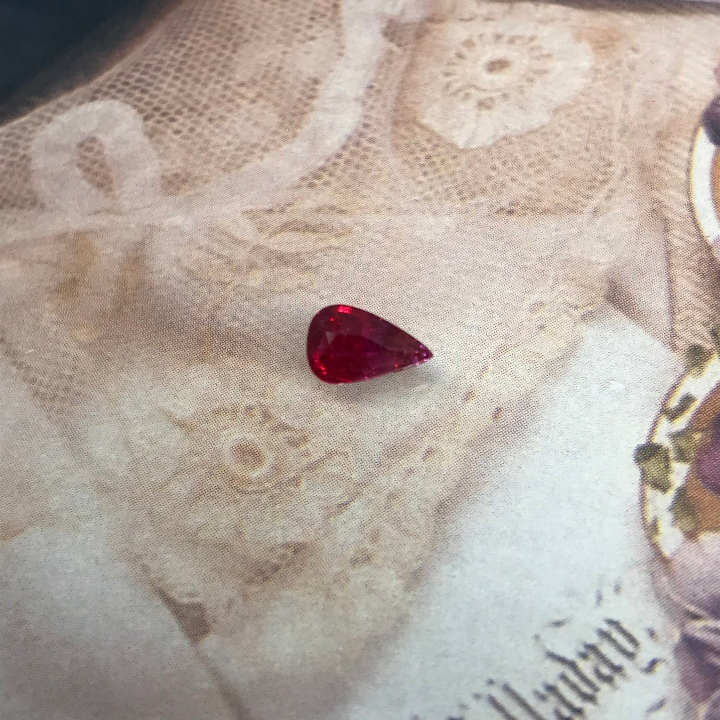 8x5mm Natural Ruby Heated with Residues 1 Carat, Pear Cut Gemstone Loose Faceted Corundum July Birthstone Treated Ruby