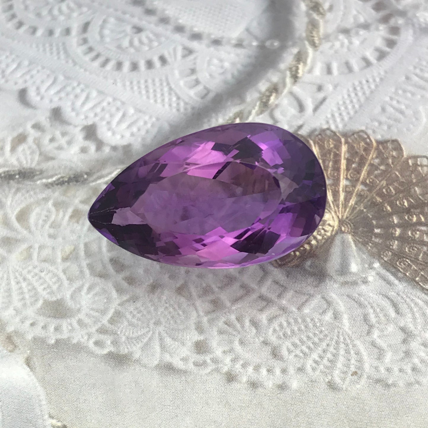23.8 Carat Purple Amethyst 24.8x14.5mm Loose Gem Gemstone Faceted Unmounted February Birthstone Large ct Quartz