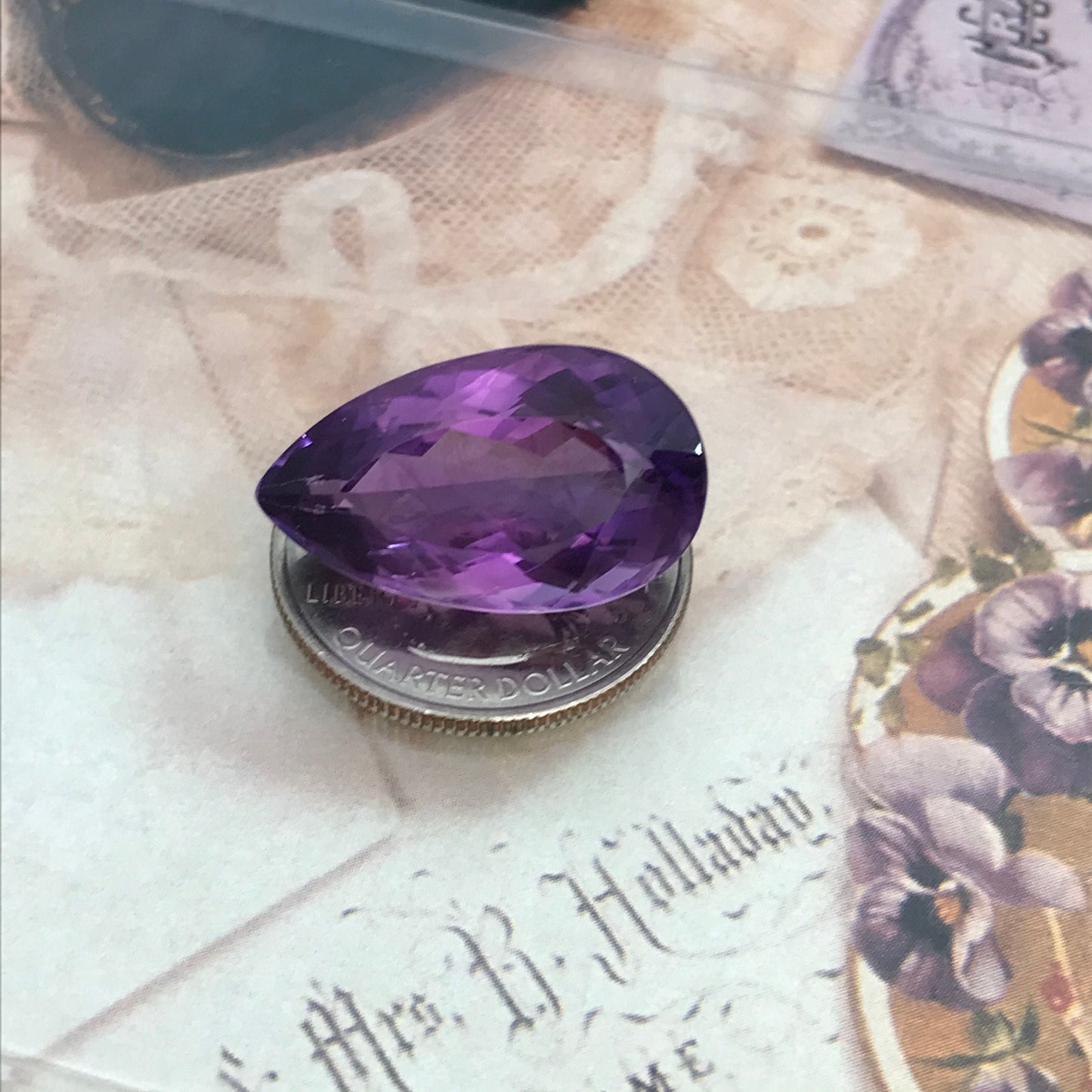 23.8 Carat Purple Amethyst 24.8x14.5mm Loose Gem Gemstone Faceted Unmounted February Birthstone Large ct Quartz