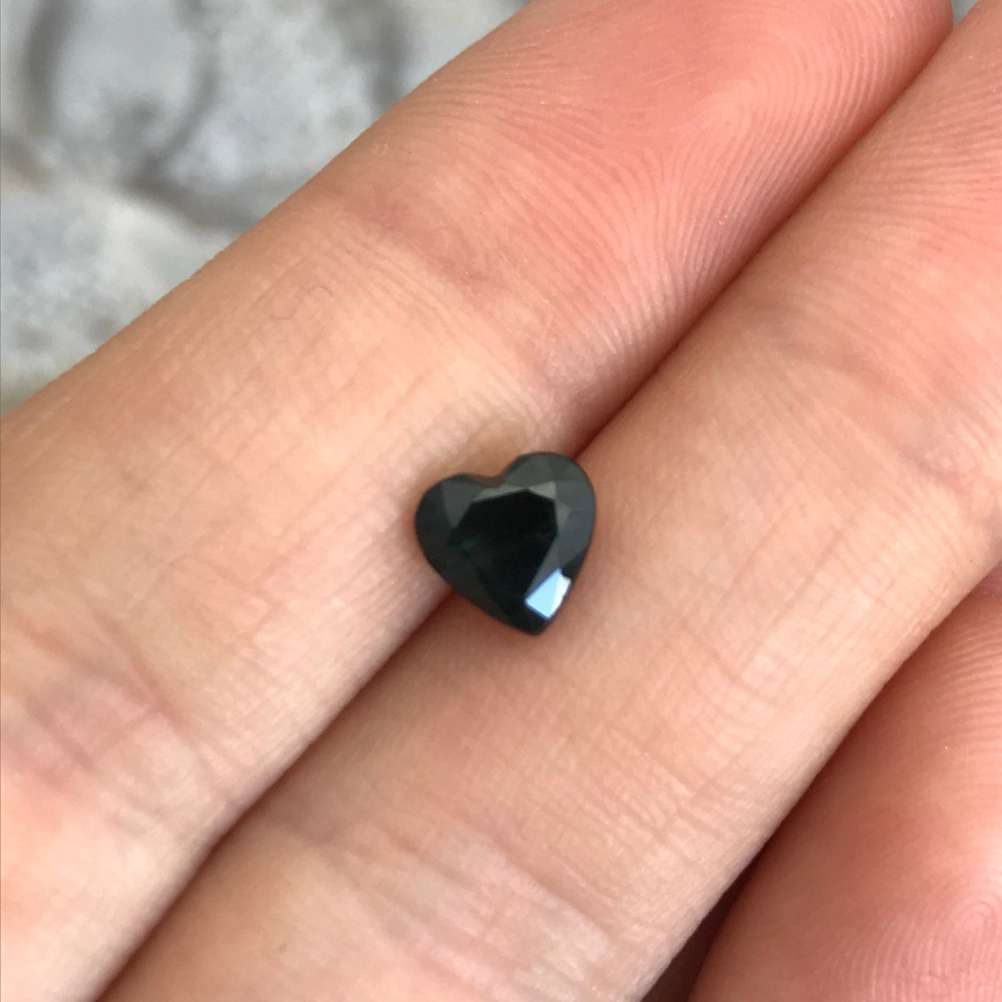 6mm Heart Sapphire Natural Dark Green -1.26 Carat- Faceted Loose Gem