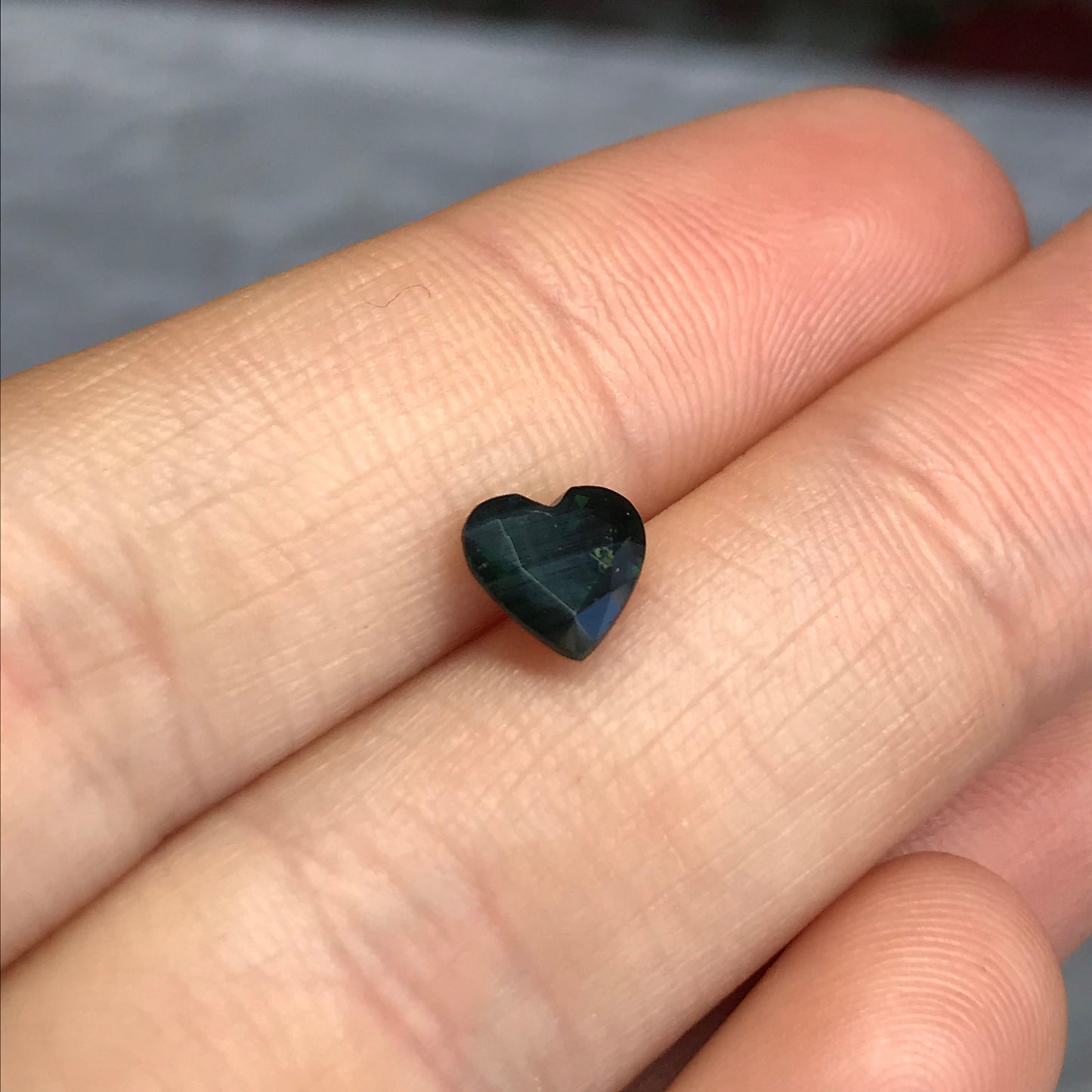 6mm Heart Sapphire Natural Dark Green -1.26 Carat- Faceted Loose Gem