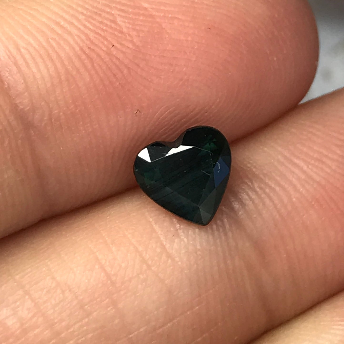 6mm Heart Sapphire Natural Dark Green -1.26 Carat- Faceted Loose Gem