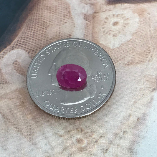 1.69 Carat Natural Ruby Low Heat 8x6mm Oval Loose Gemstone Faceted Gem Corundum Pink Red Beautiful July Birthstone Earth Mined