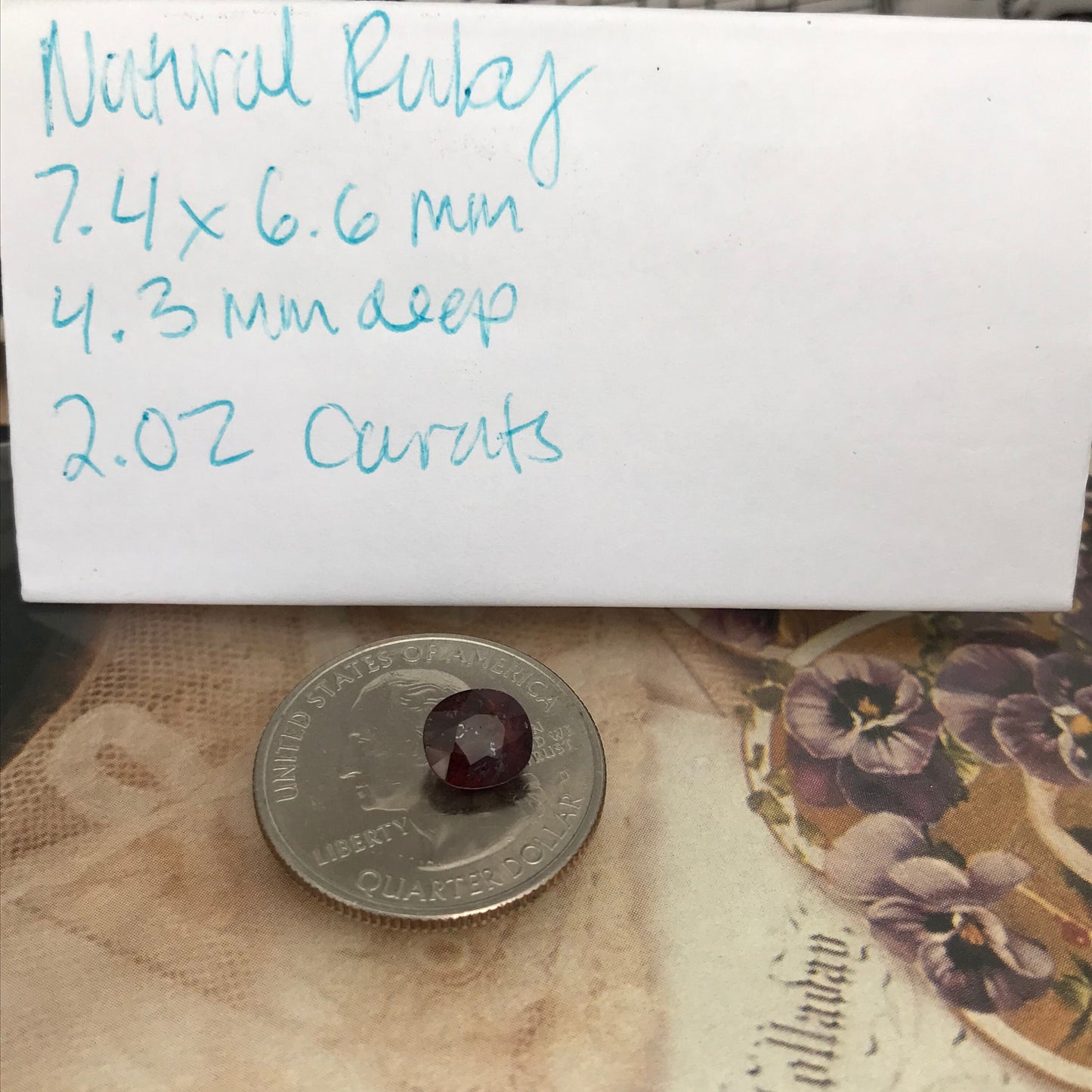 Natural Ruby Low Heat 2.02 Carat 7.4x6.6mm Loose Gemstone Faceted Gem Corundum Oval Cut Red Beautiful July Birthstone Earth Mined