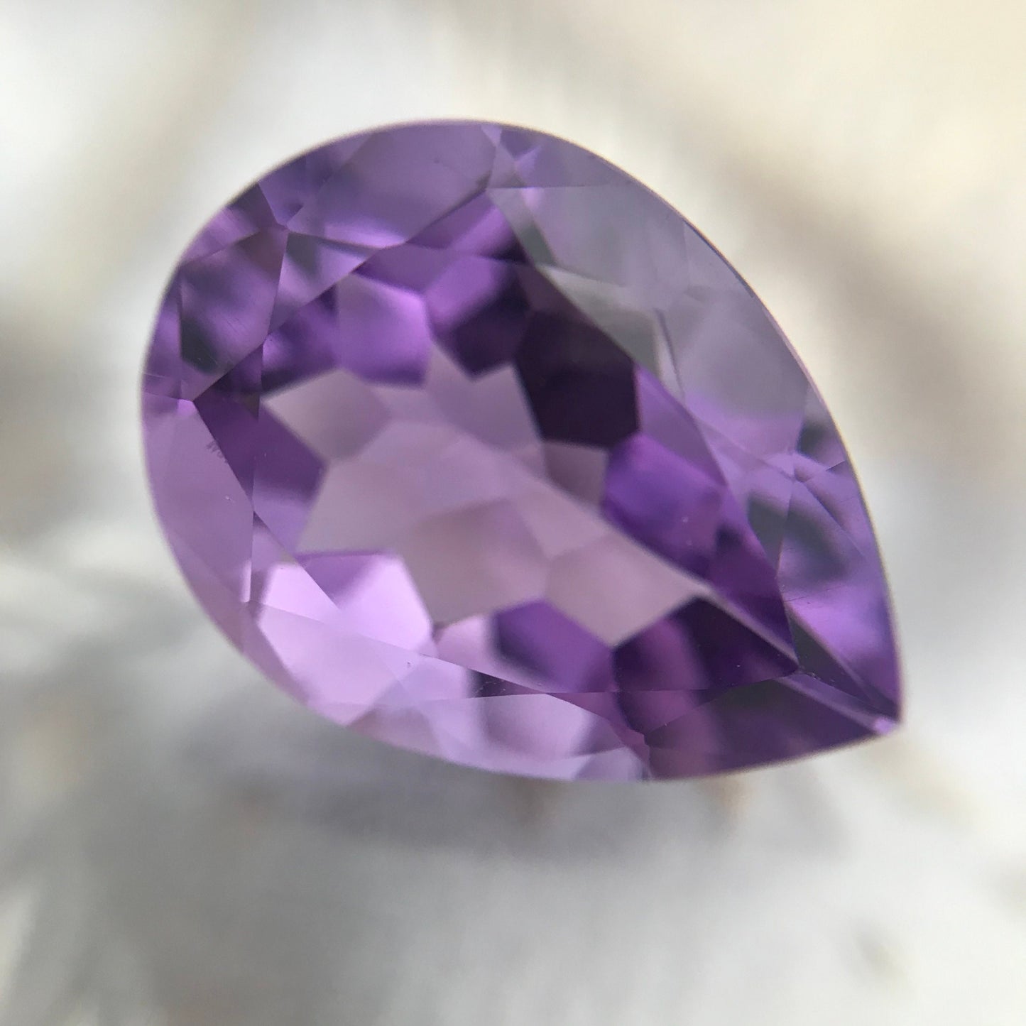 16x12mm Purple Amethyst 8 carat, Pear Faceted Gem Loose Gemstone