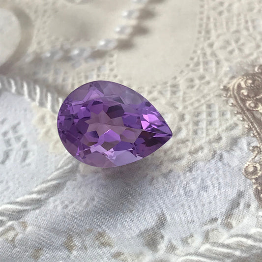 16x12mm Purple Amethyst 8 carat, Pear Faceted Gem Loose Gemstone
