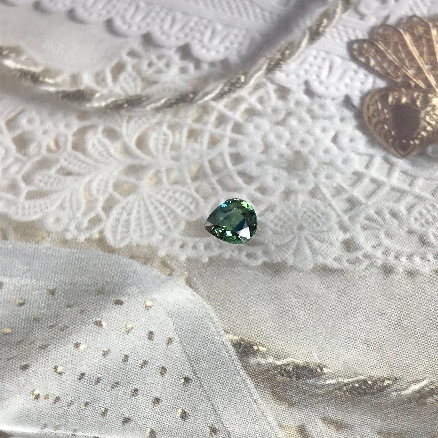 0.59 Carat Natural Bi-Color Sapphire 5.4x4.7mm Pear Corundum Faceted Loose Unmounted Gemstone Earth Mined Gem - US Seller - Peacock Sapphire