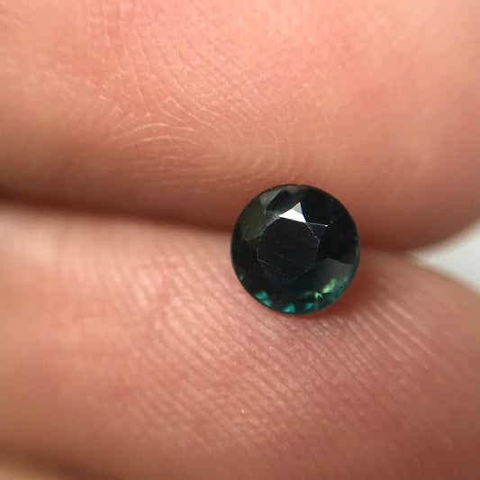 4mm Dark Greenish Blue Sapphire 0.42 Carats Round Natural Blue Sapphire, Faceted Loose Reclaimed Gemstone, Earth Mined Gemstone