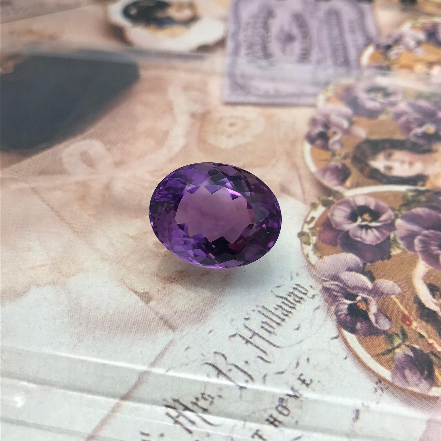 24.5 Carat Purple Amethyst 20.5x16mm Oval, Nice Cut Loose Gem Reclaimed/Recycled Gemstone Faceted For Gold Jewelry February Birthstone Large