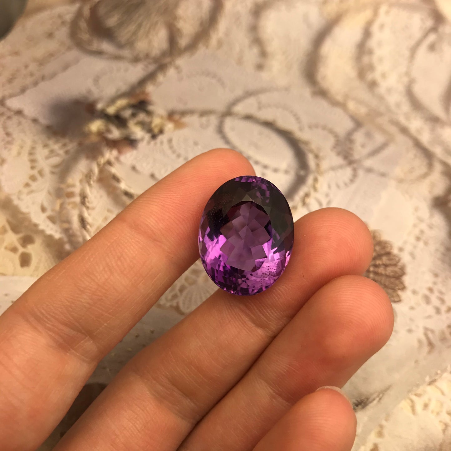 24.5 Carat Purple Amethyst 20.5x16mm Oval, Nice Cut Loose Gem Reclaimed/Recycled Gemstone Faceted For Gold Jewelry February Birthstone Large