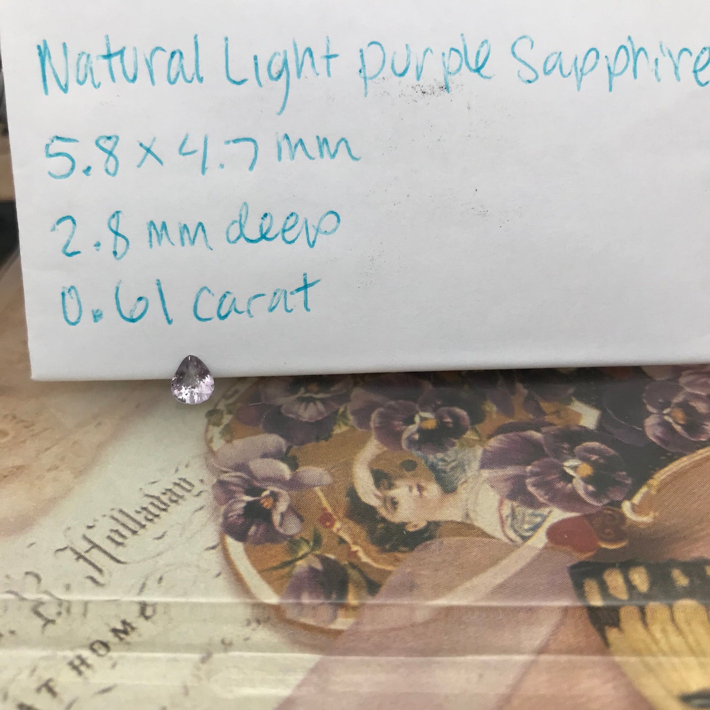 0.61 carat Natural Purple Sapphire 5.8x4.7 mm Pear Cut, Faceted Loose Gemstone Purple Violet Unmounted Gem