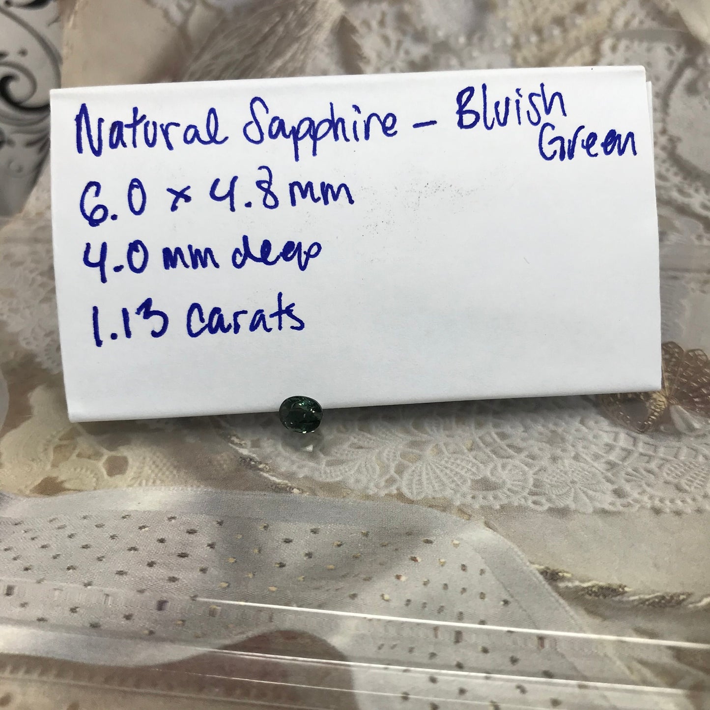 6x5mm Natural Blue Green Sapphire 1.13 carat, Oval Cut Corundum Faceted Loose Unmounted Gem Gemstone Earth Mined Genuine Bluish Green