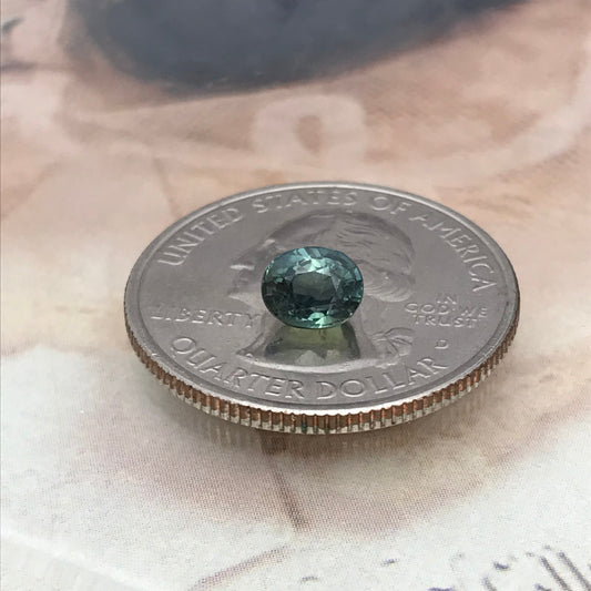 6x5mm Natural Blue Green Sapphire 1.13 carat, Oval Cut Corundum Faceted Loose Unmounted Gem Gemstone Earth Mined Genuine Bluish Green