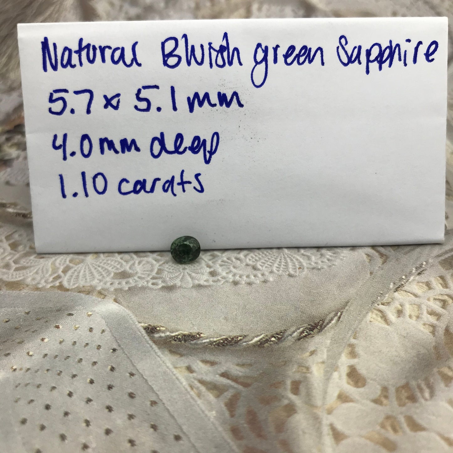 1.10 carat Natural Green Sapphire 5.7x5mm Oval Cut Faceted Loose Bluish Green Sapphire